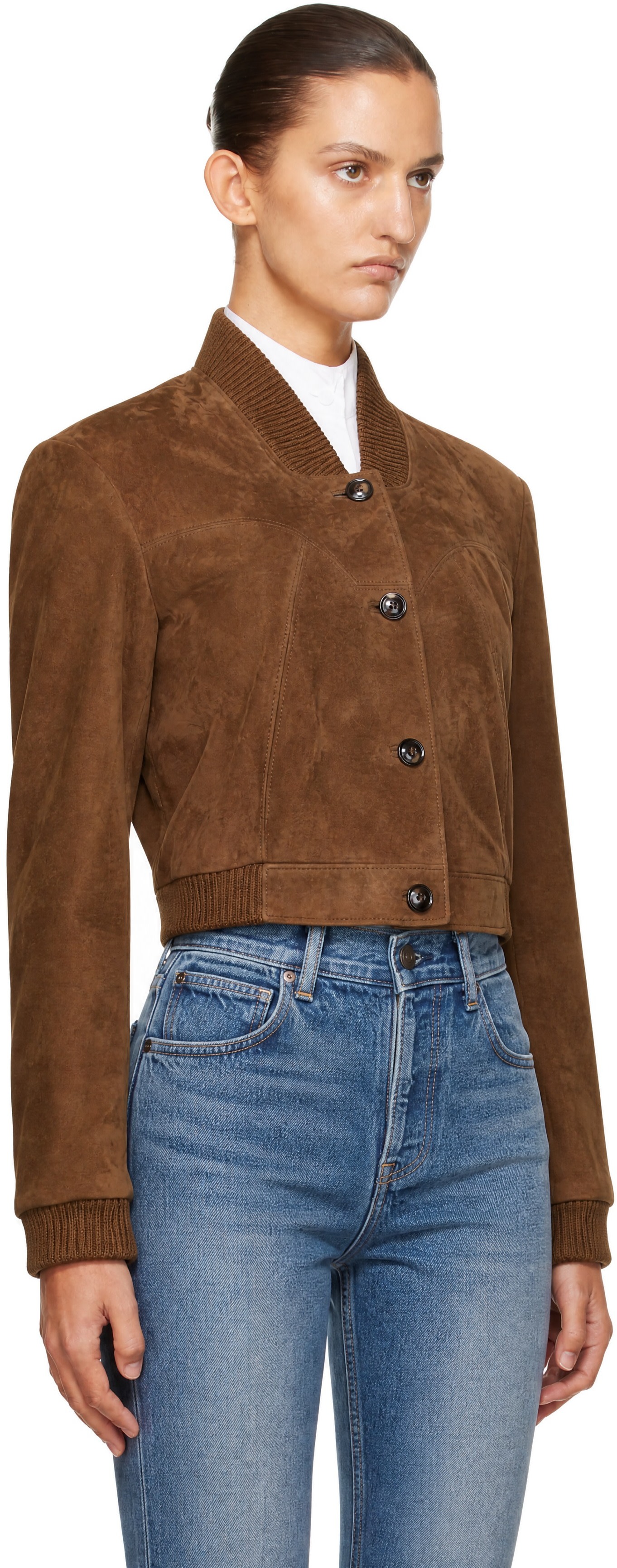 TOM FORD - Blouson décontracté brun en suède