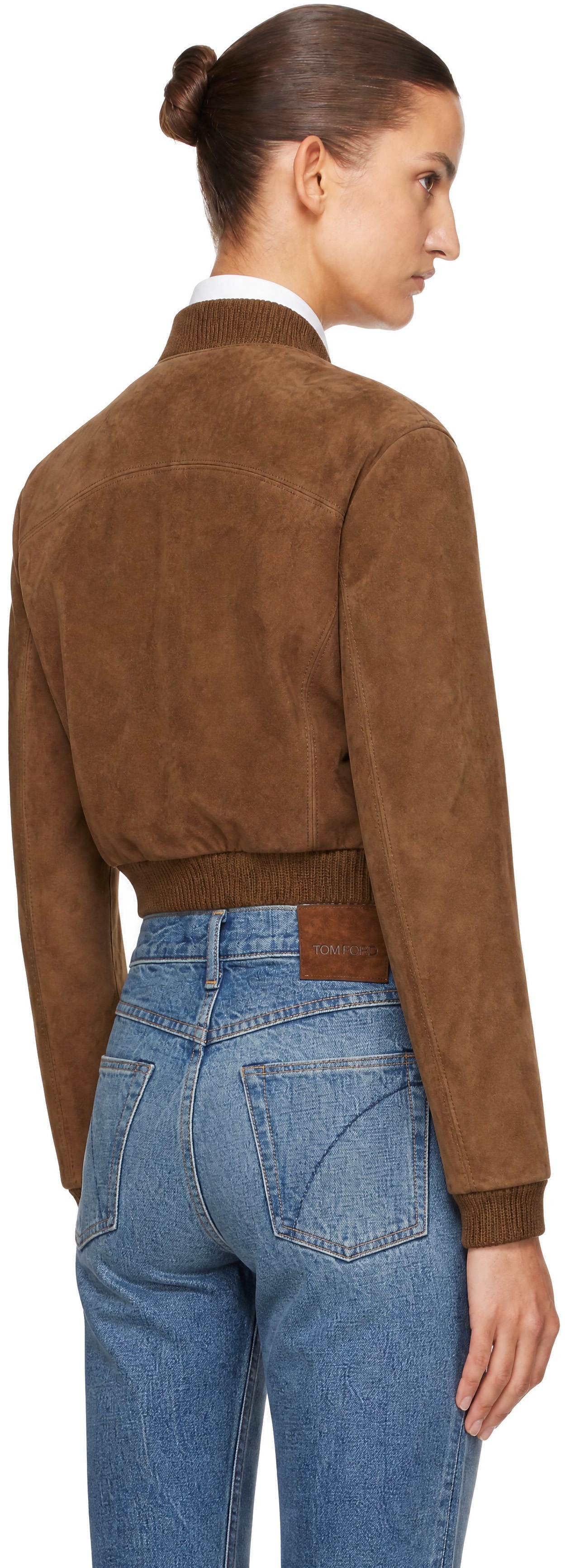TOM FORD - Blouson décontracté brun en suède
