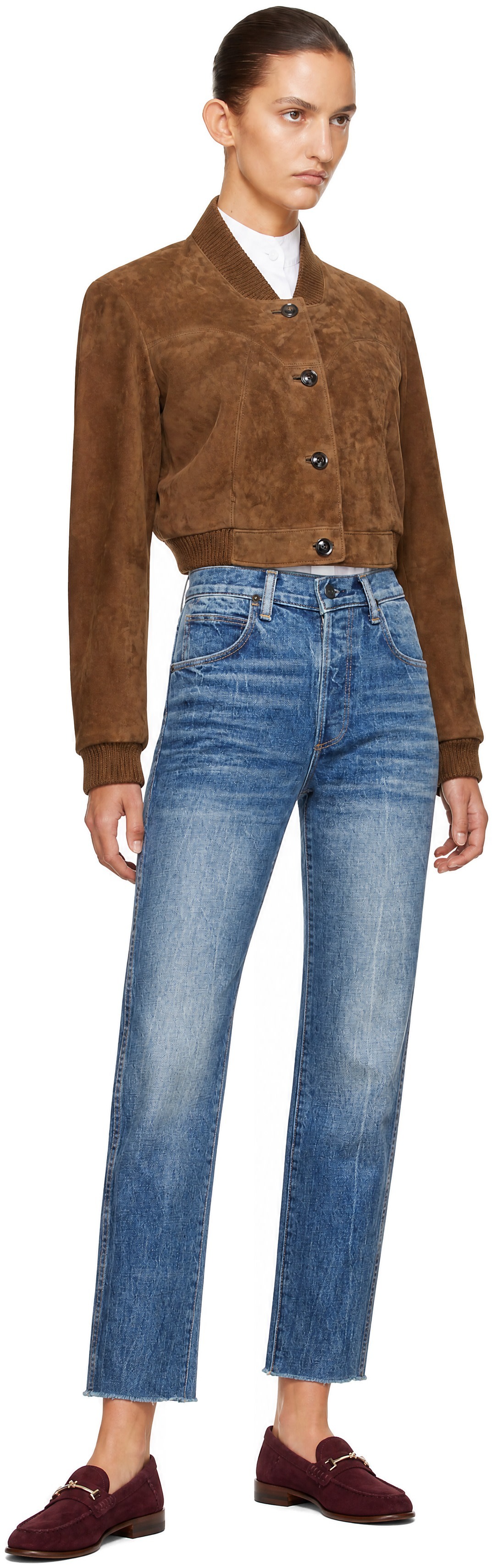 TOM FORD - Blouson décontracté brun en suède