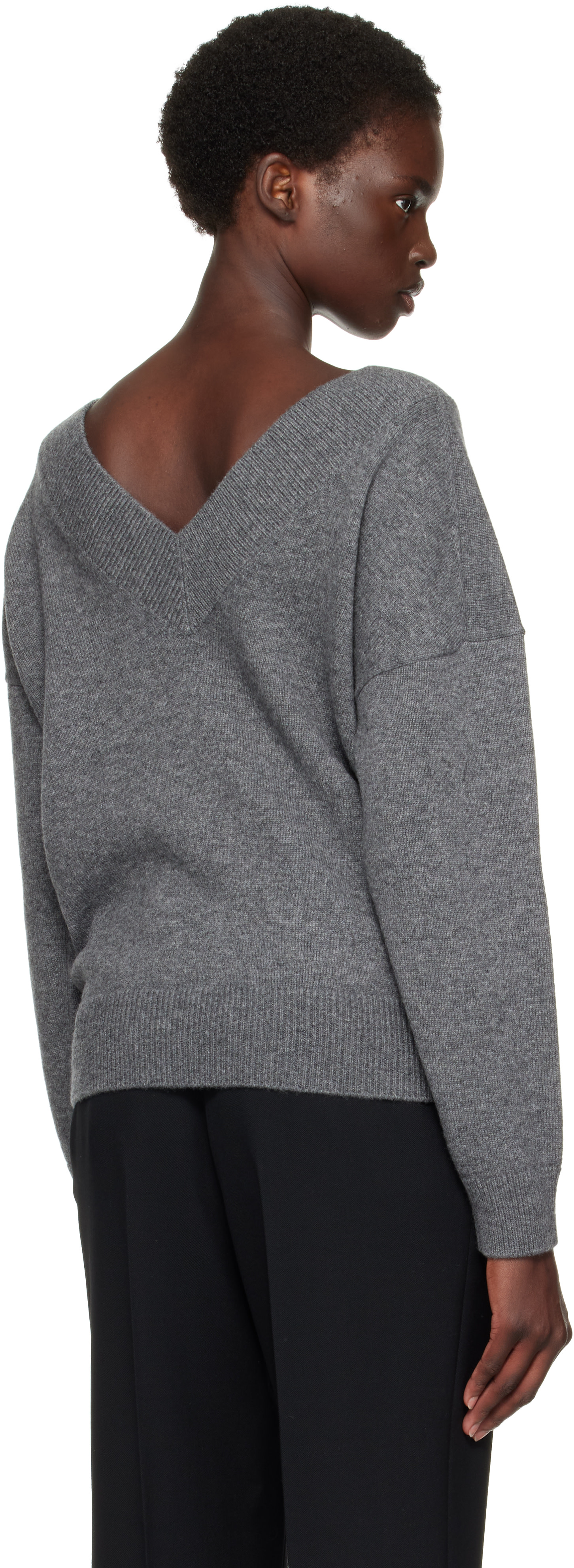 Loungedress美品 FURカシミヤVネックニット グレー Loungedress Loungedress美品 FURカシミヤVネックニット グレー Loungedress