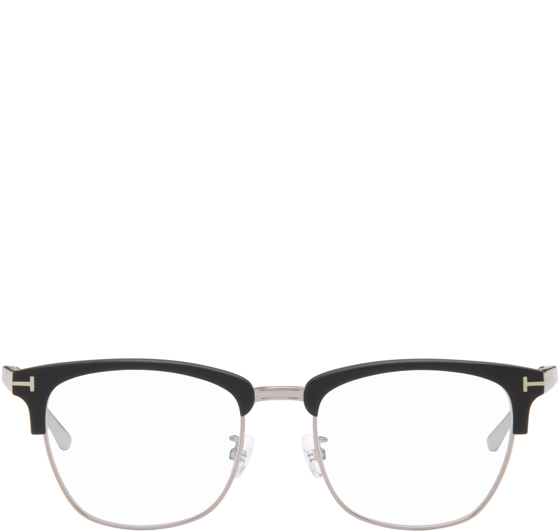 TOM FORD - Black & Silver Blue Block Browline Blue Light Optical Glasses