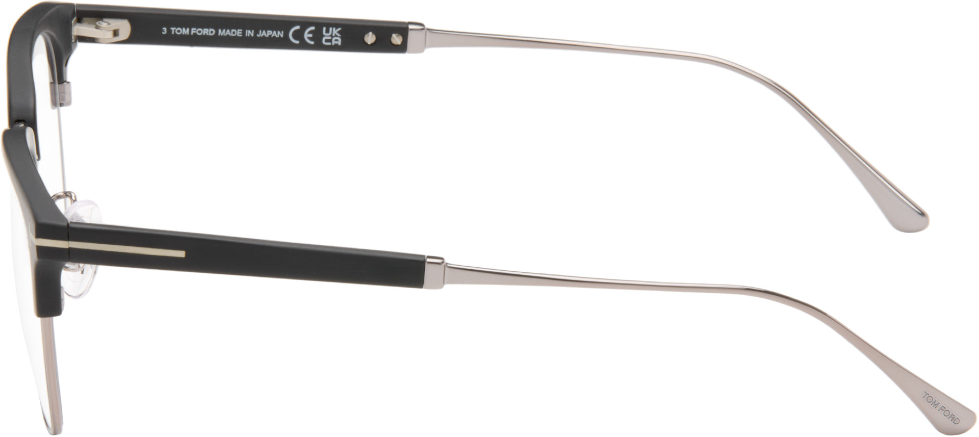 TOM FORD - Black & Silver Blue Block Browline Blue Light Optical Glasses