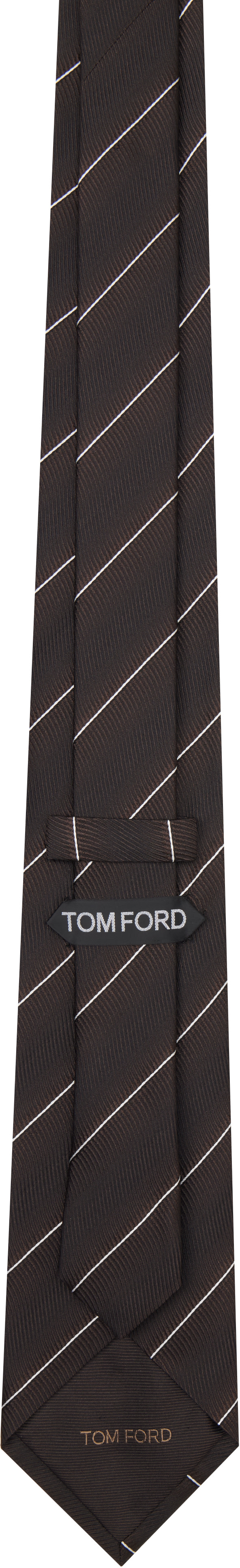 TOM FORDネクタイ TOM FORD: ブラウン Stripe Tonal Weave ネクタイ | SSENSE 日本
