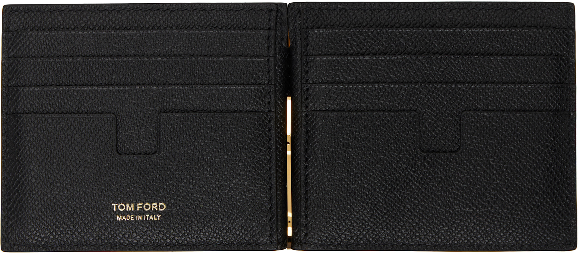 TOM FORD: Black Small Grain Leather Money Clip Wallet | SSENSE