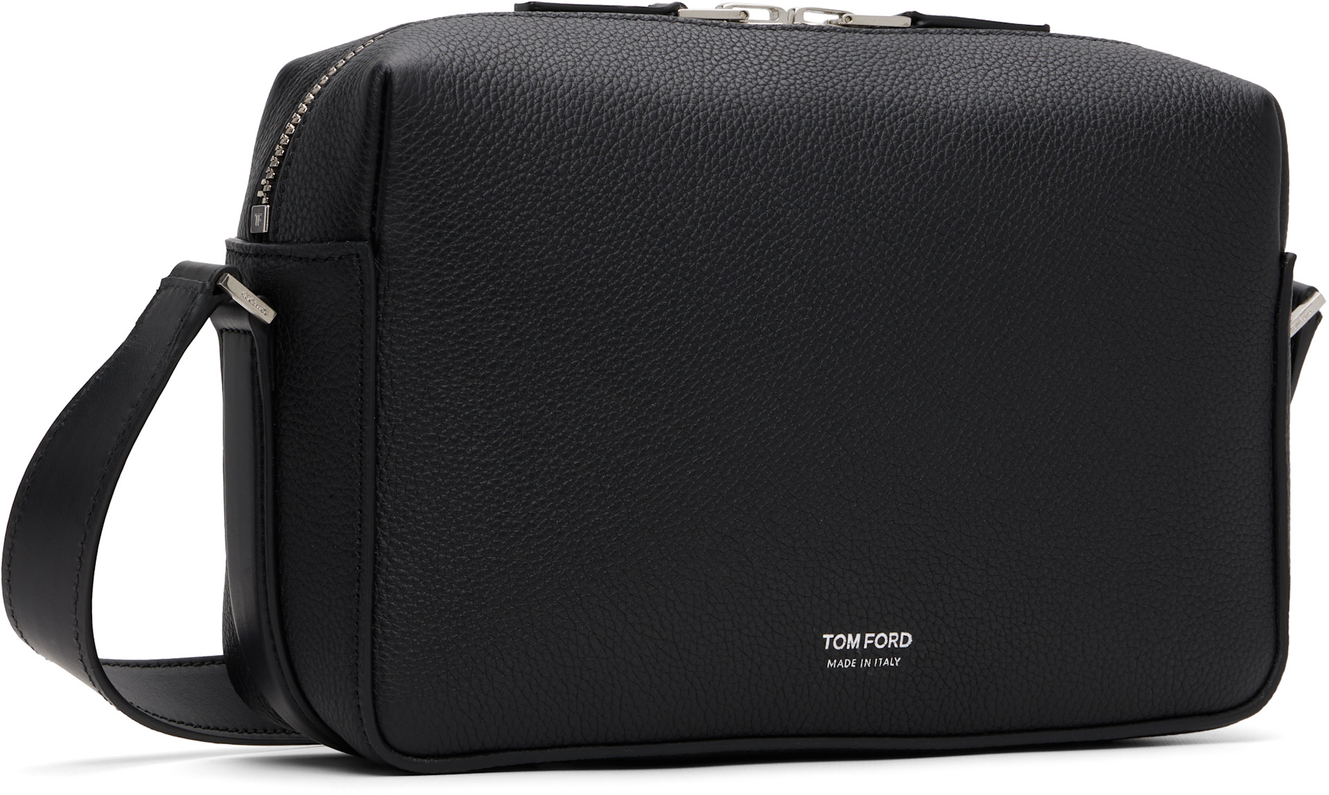 TOM FORD: ブラック T-Line グレイン＆ソフトレザー カメラバッグ