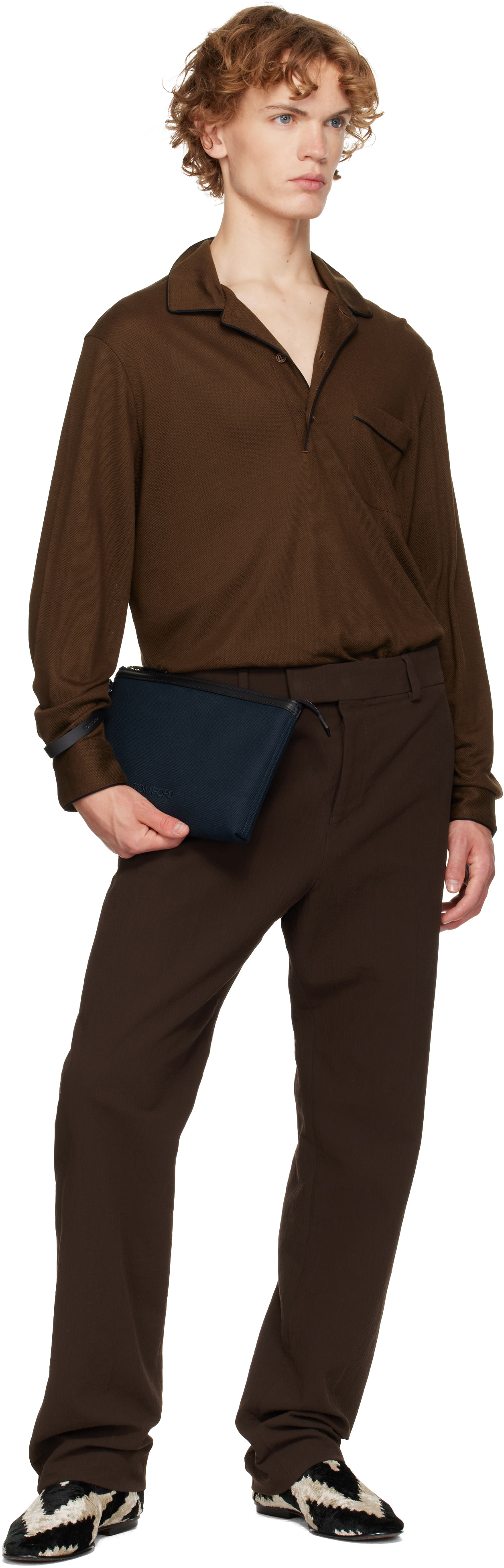 TOM FORD - Navy Small Wristlet Pouch