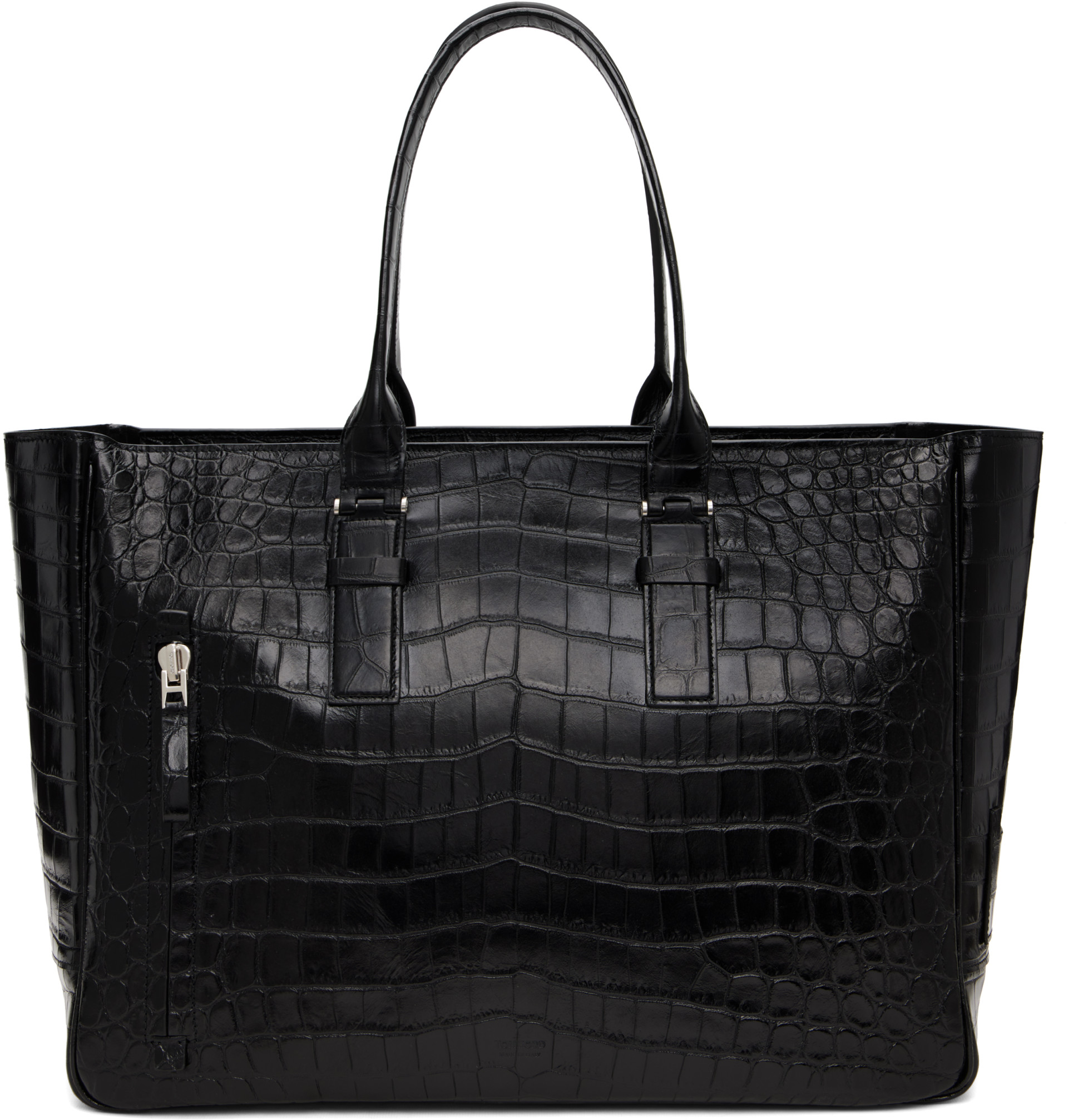 TOM FORD - Black Soft Printed Croc Victor Tote