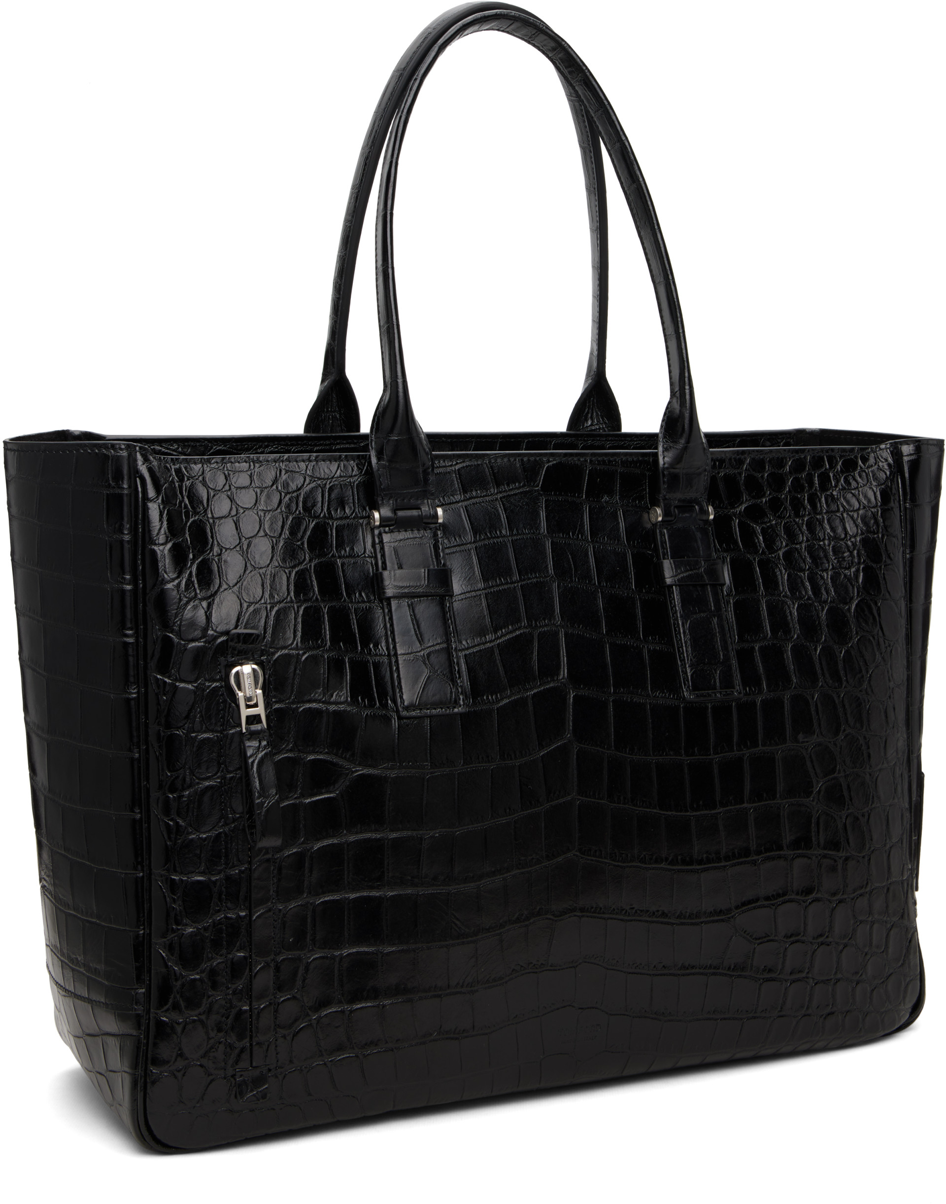 TOM FORD - Black Soft Printed Croc Victor Tote