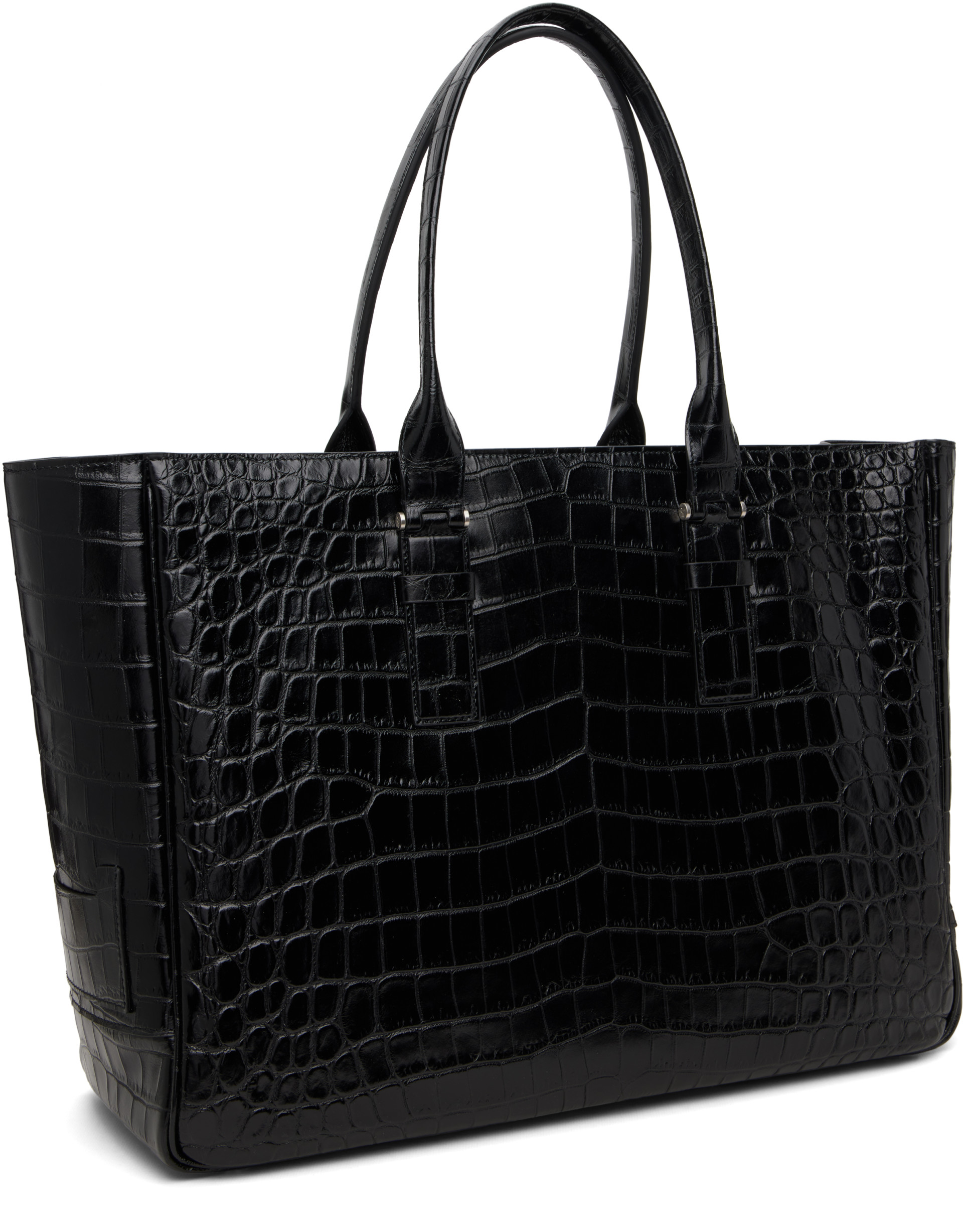 TOM FORD - Black Soft Printed Croc Victor Tote