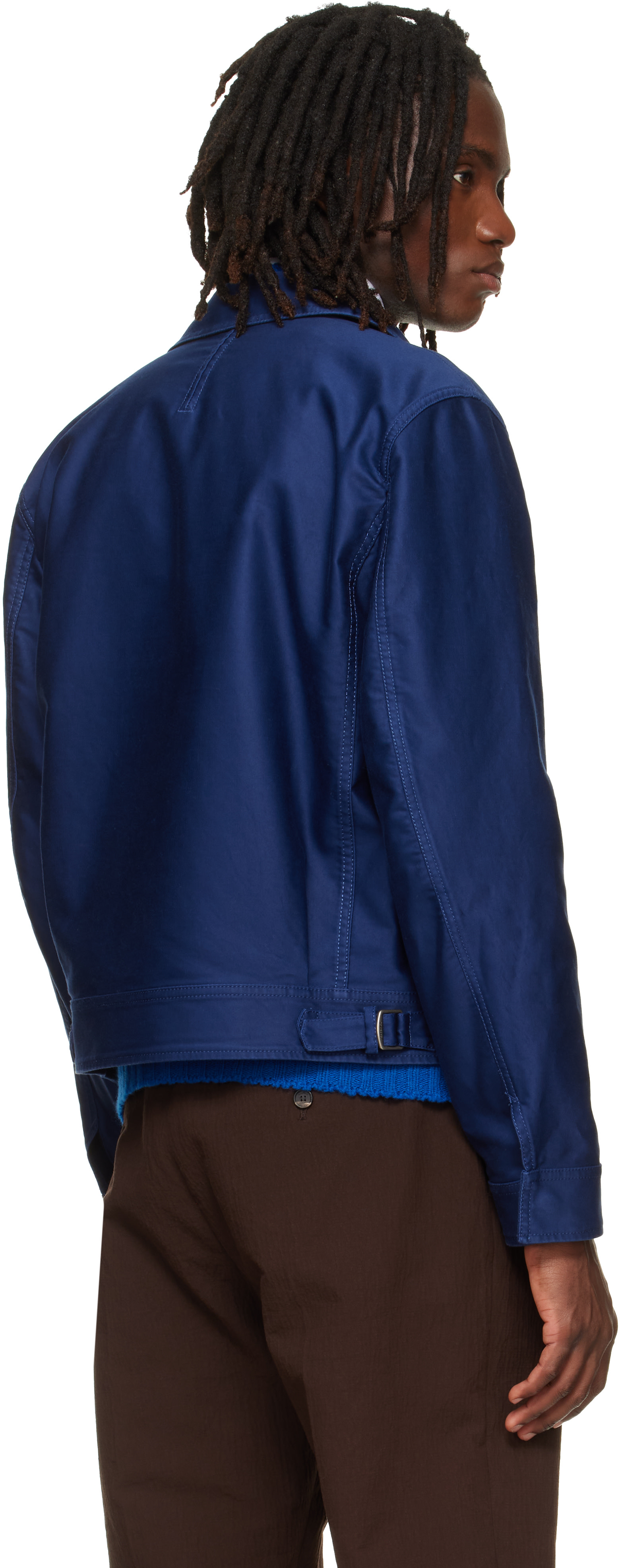 TOM FORD - Navy Cotton Satin Blouson Jacket