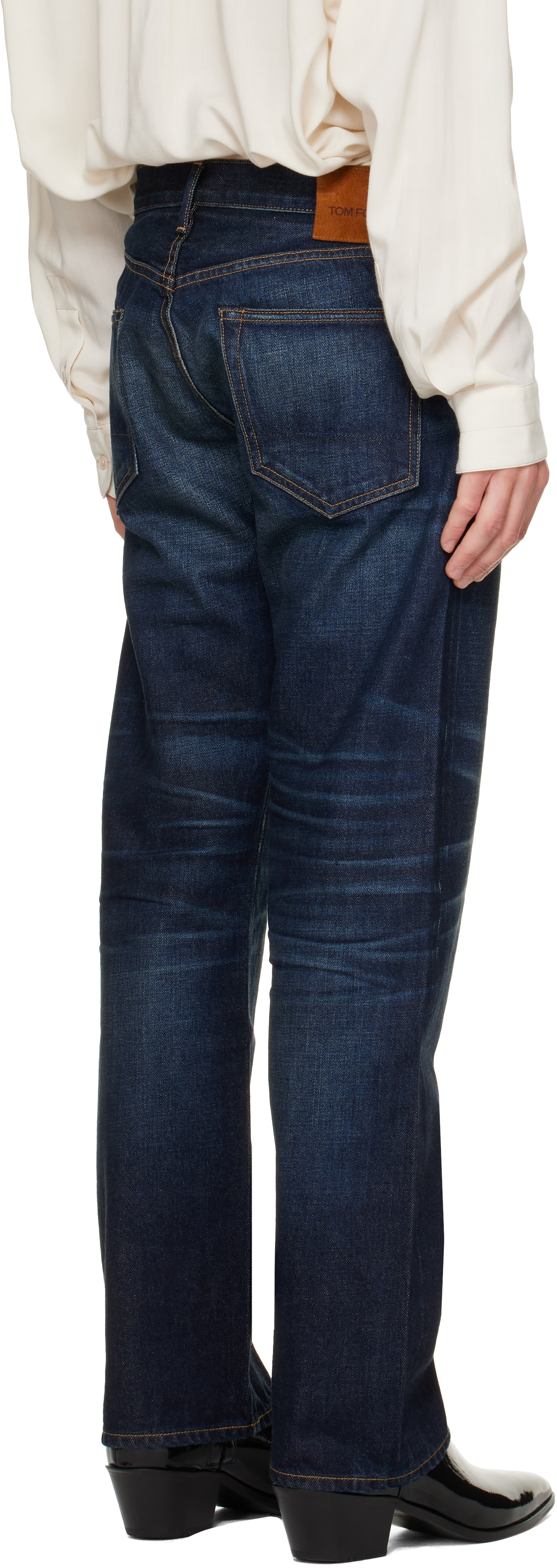 TOM FORD - Jean droit 50's bleu à lisière