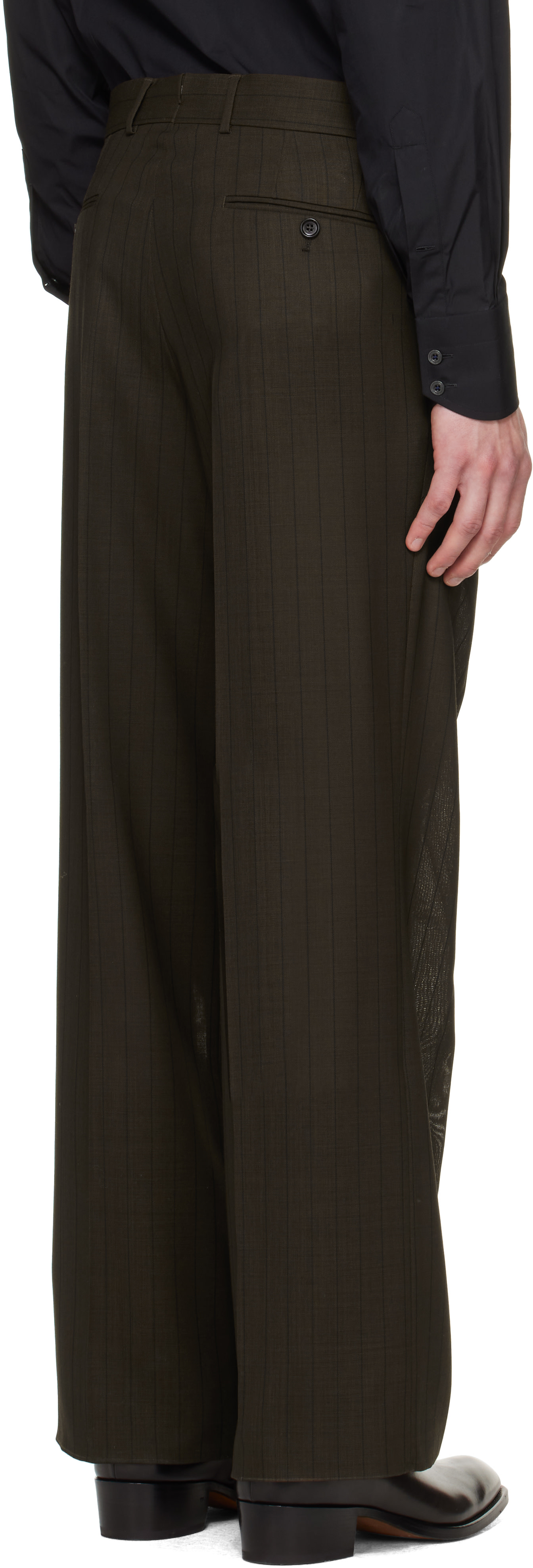 TOM FORD - Pantalon ample léger brun à rayures