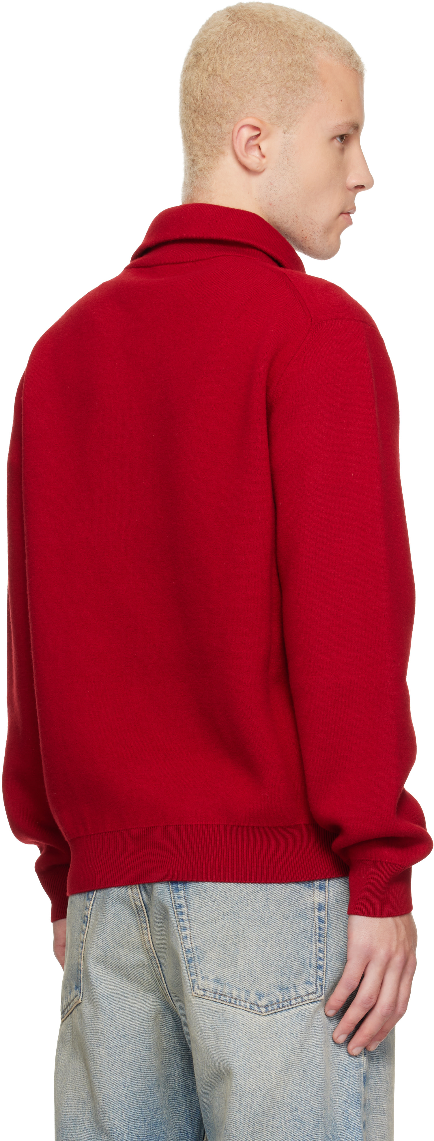 TOM FORD - Red Double Face Wool Half Zip Jacket