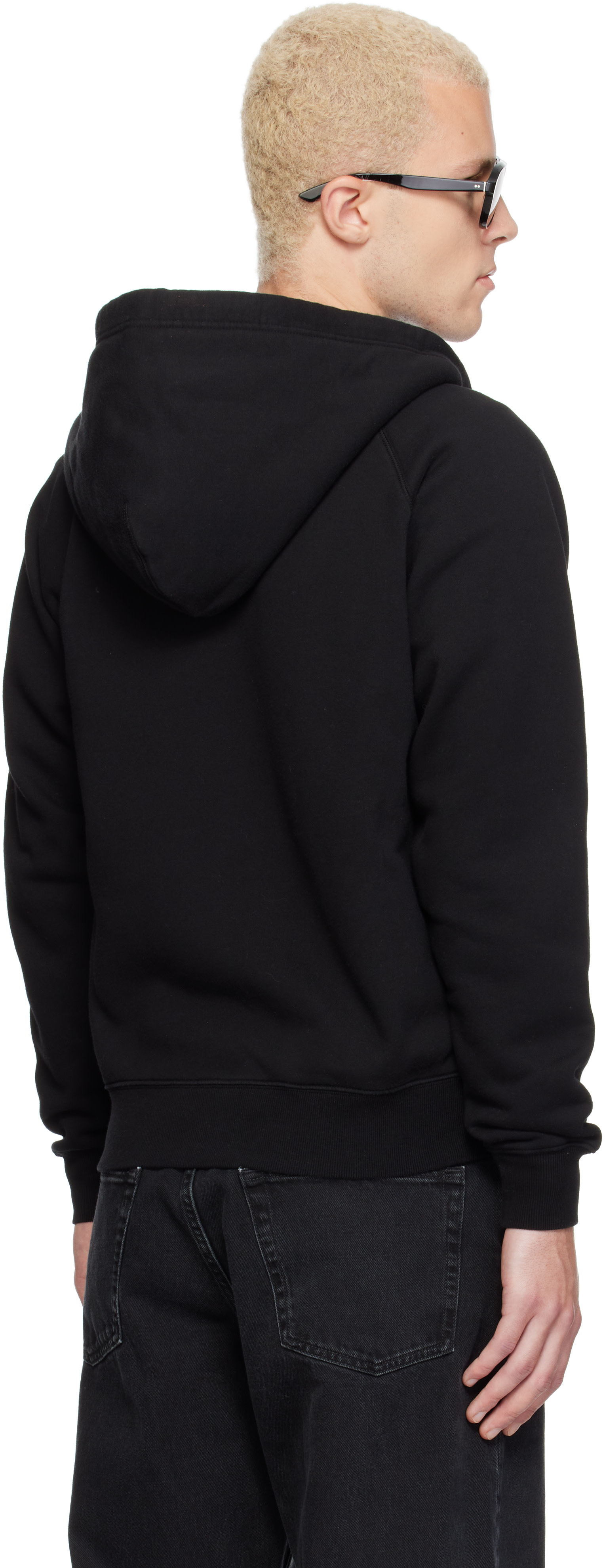 TOM FORD - Pull à capuche noir en coton à glissière