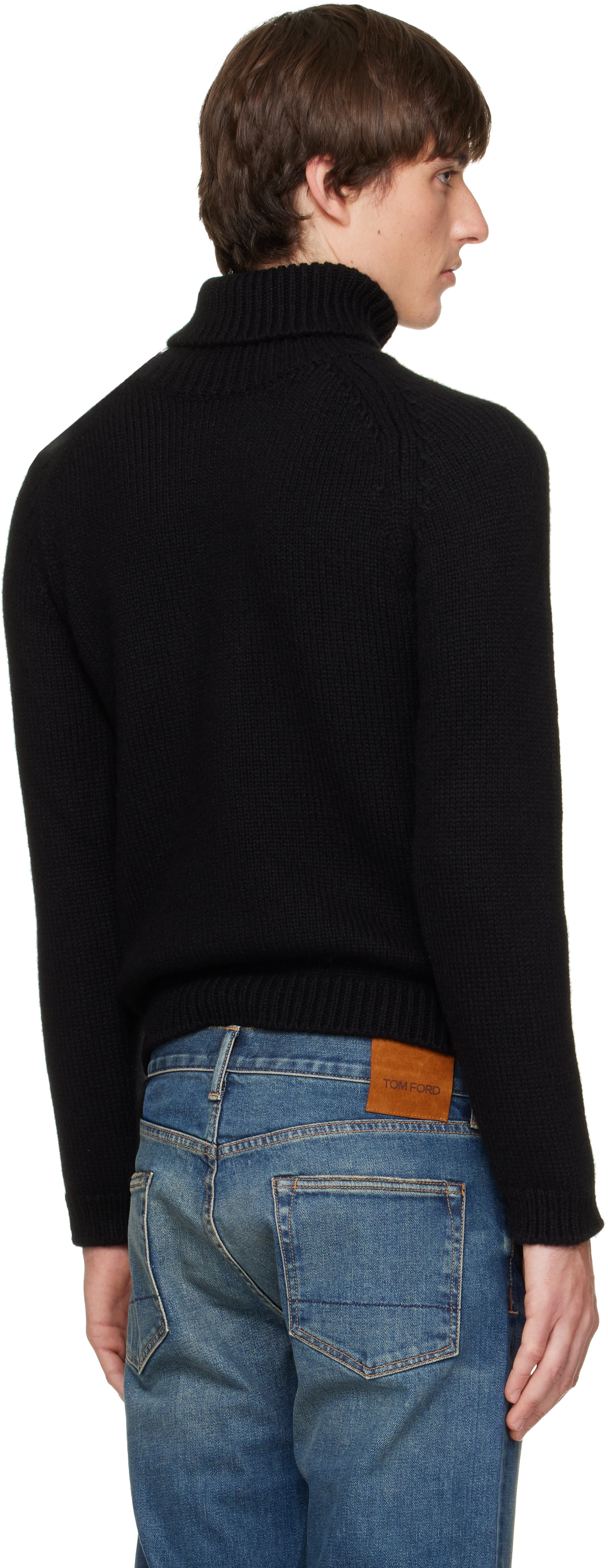 TOM FORD: Black Wool Cashmere Mohair Roll Neck Sweater | SSENSE
