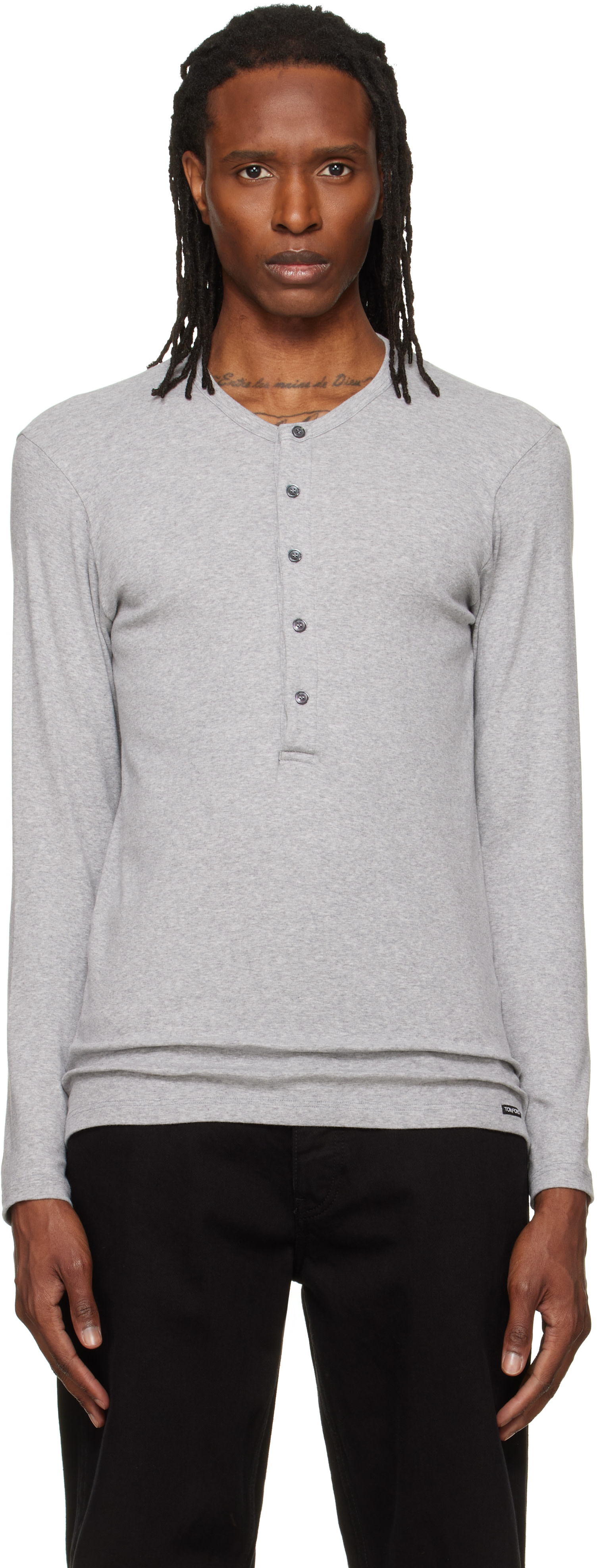 TOM FORD - Henley gris en coton
