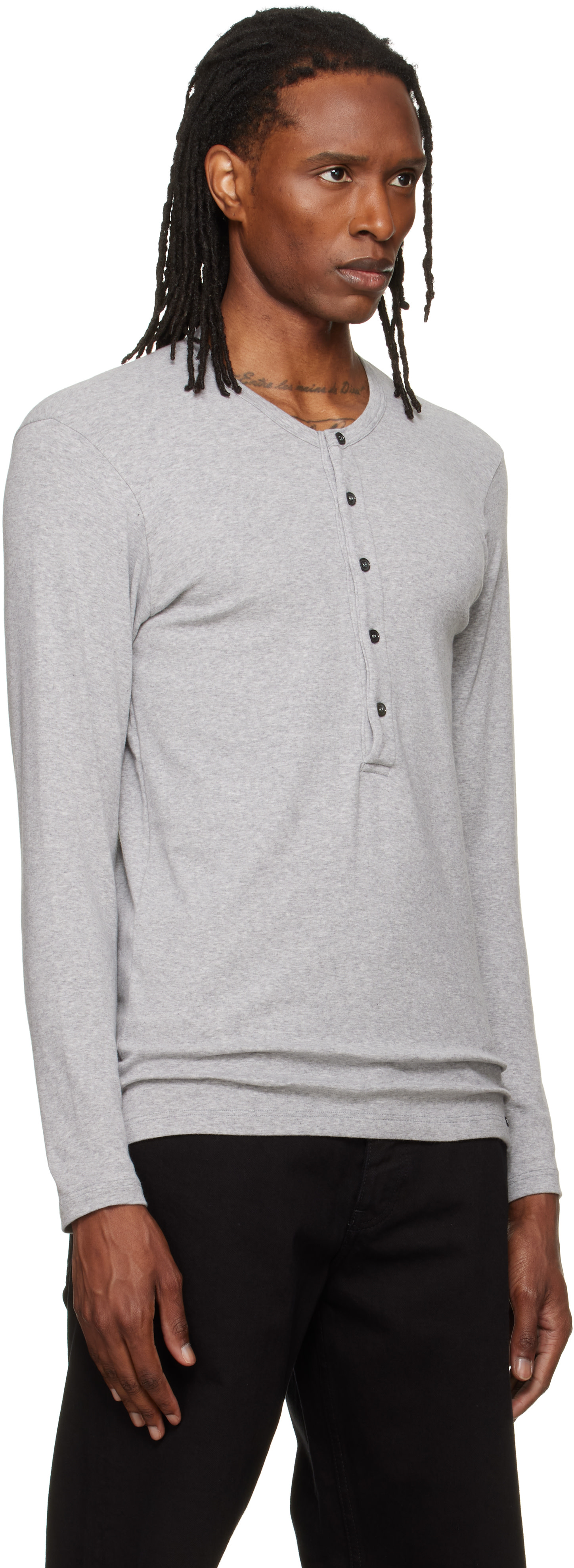 TOM FORD - Henley gris en coton