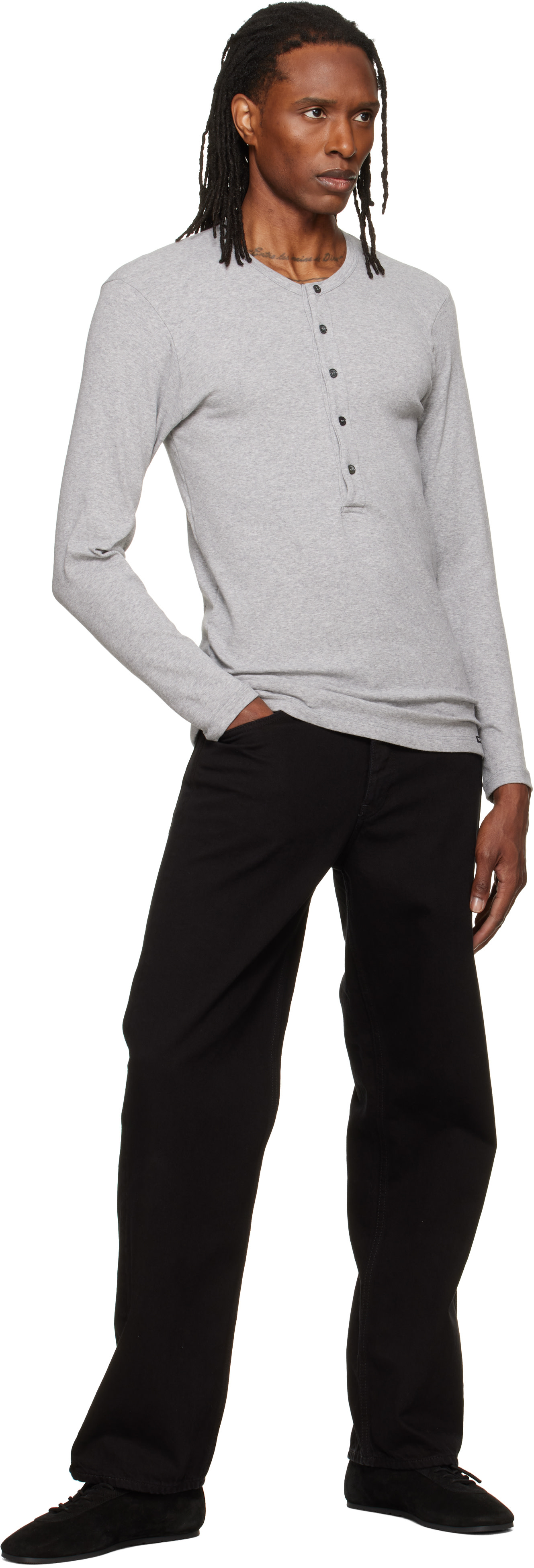 TOM FORD - Henley gris en coton