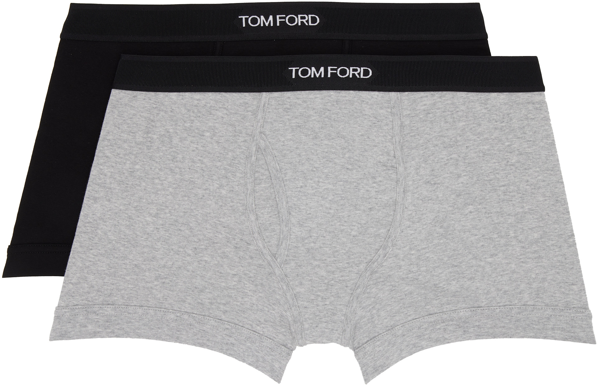 TOM FORD - 블랙 & 그레이 코튼 박서 브리프 세트