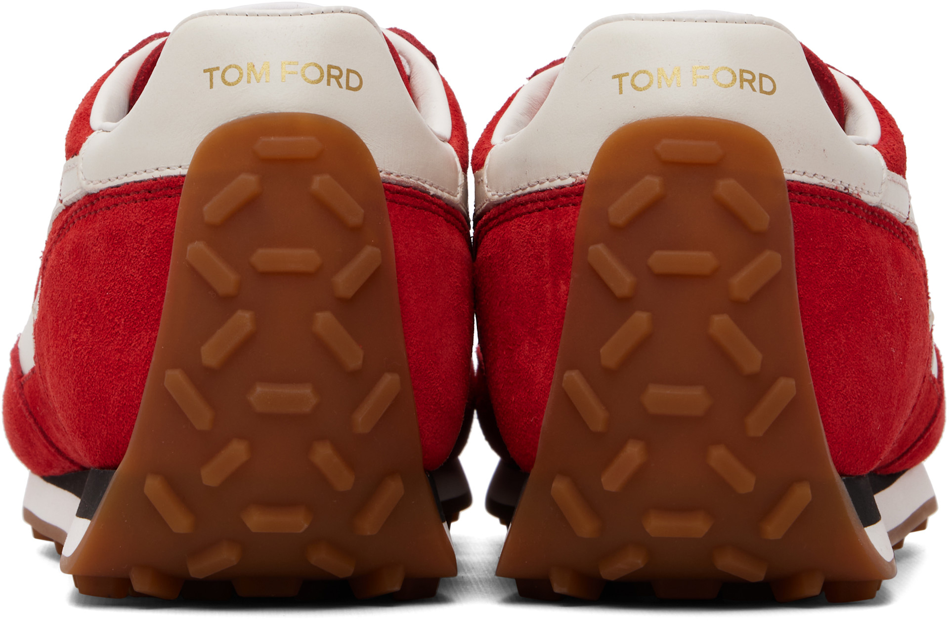 TOM FORD - 레드 스웨이드 믹 스니커즈