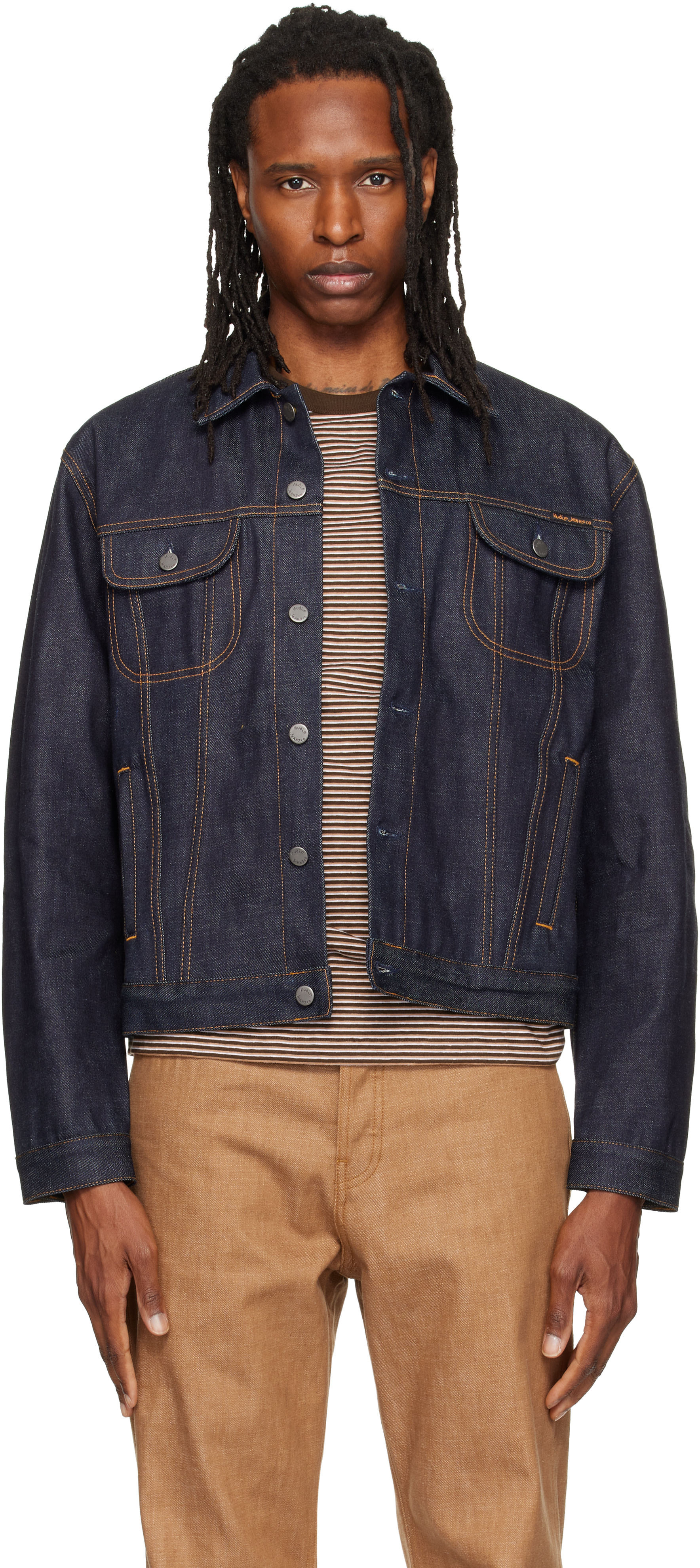Nudie Jeans: Blue Danny Ace Selvage Denim Jacket | SSENSE