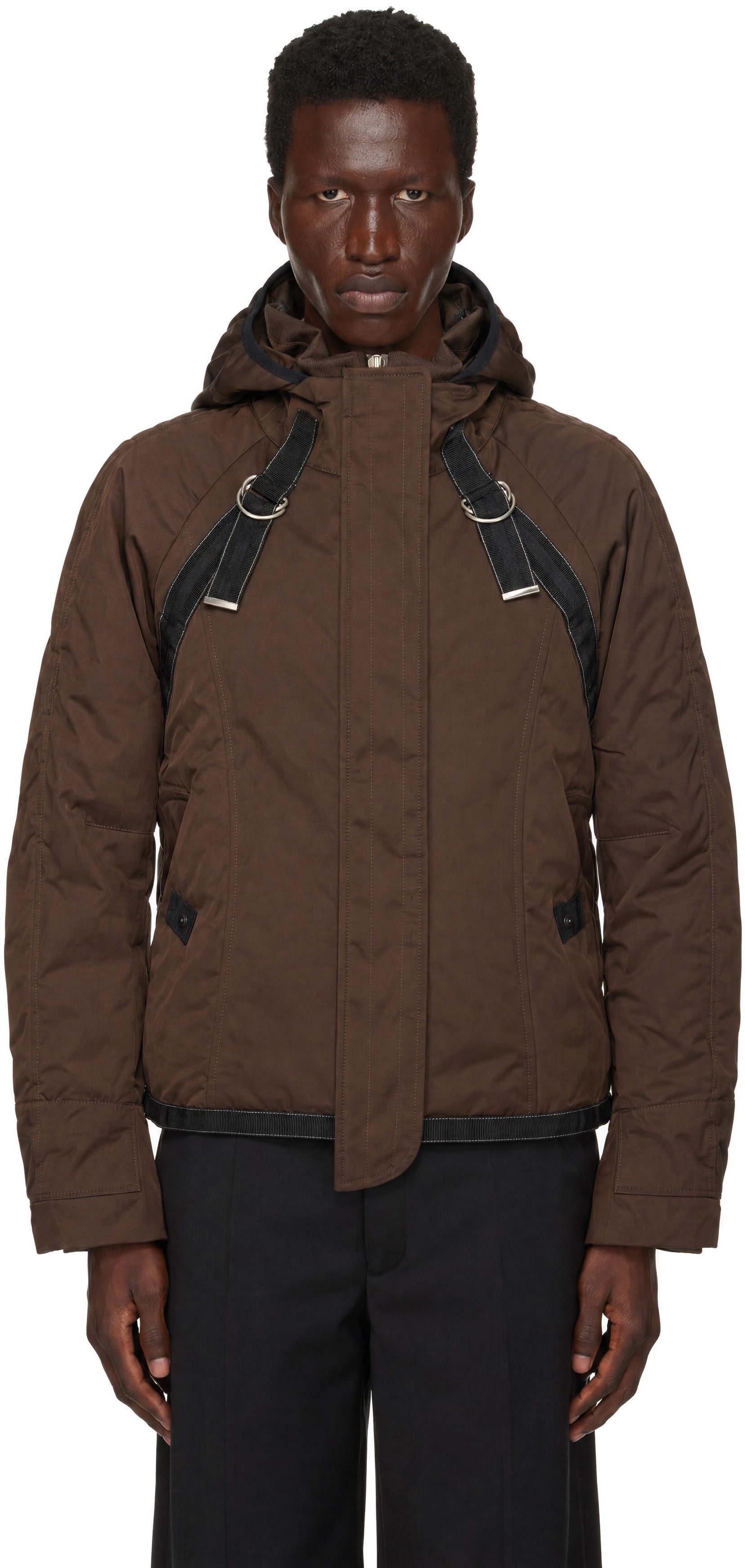 FFFPOSTALSERVICE - Brown Down Bondage Flight Puffer Jacket