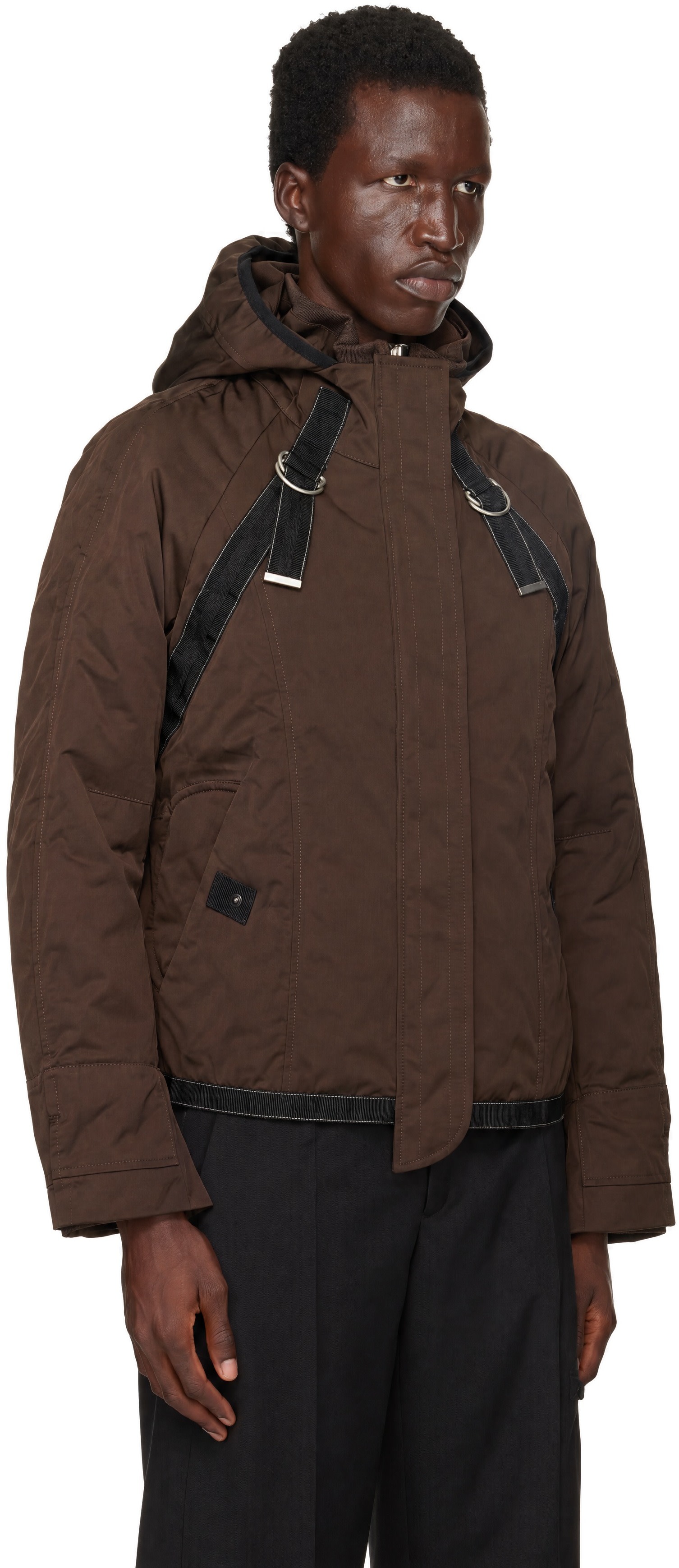 FFFPOSTALSERVICE - Brown Down Bondage Flight Puffer Jacket