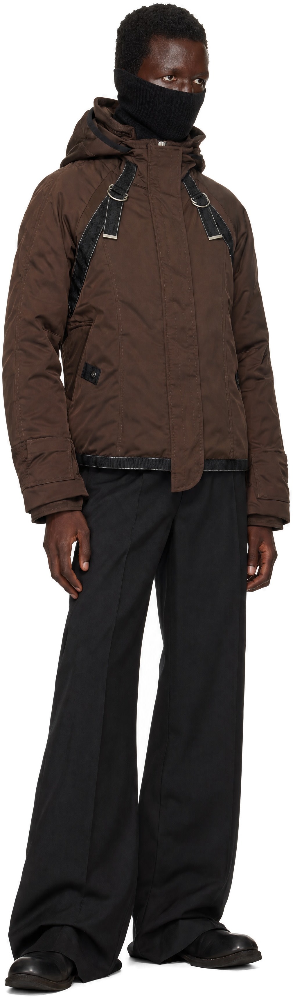 FFFPOSTALSERVICE - Brown Down Bondage Flight Puffer Jacket