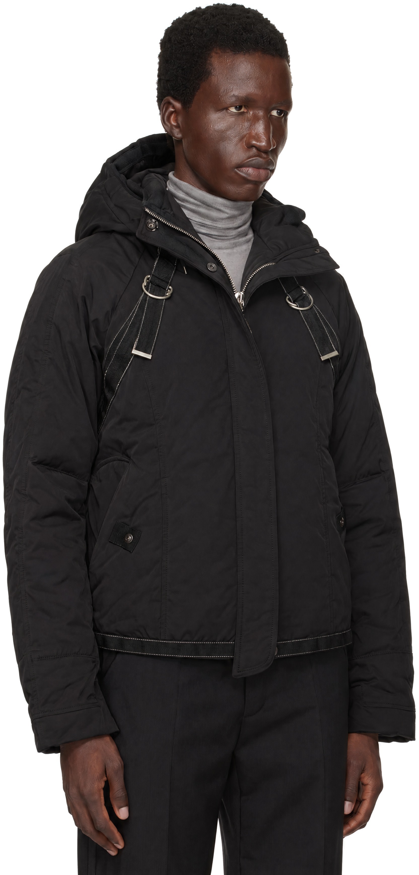 FFFPOSTALSERVICE - Black Down Bondage Flight Puffer Jacket