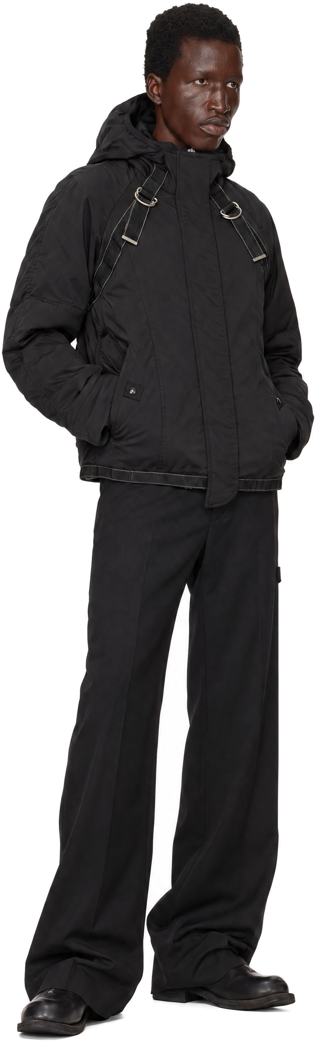 FFFPOSTALSERVICE - Black Down Bondage Flight Puffer Jacket