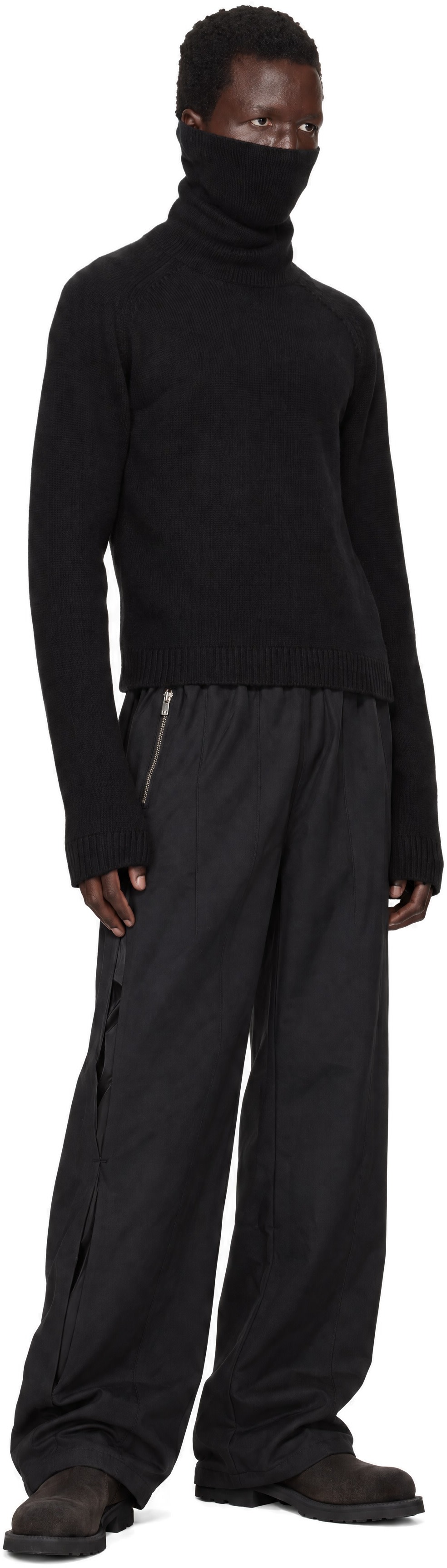 FFFPOSTALSERVICE - Black Stealth Balaclava Knit Sweater