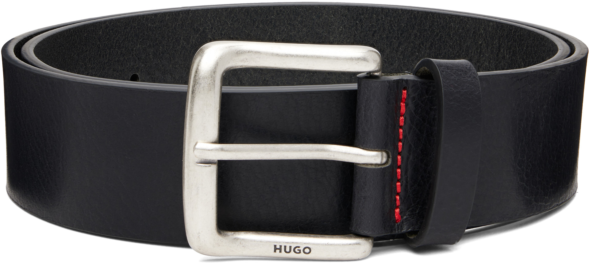 Hugo - Black Buffalo Leather Pin-Buckle Belt