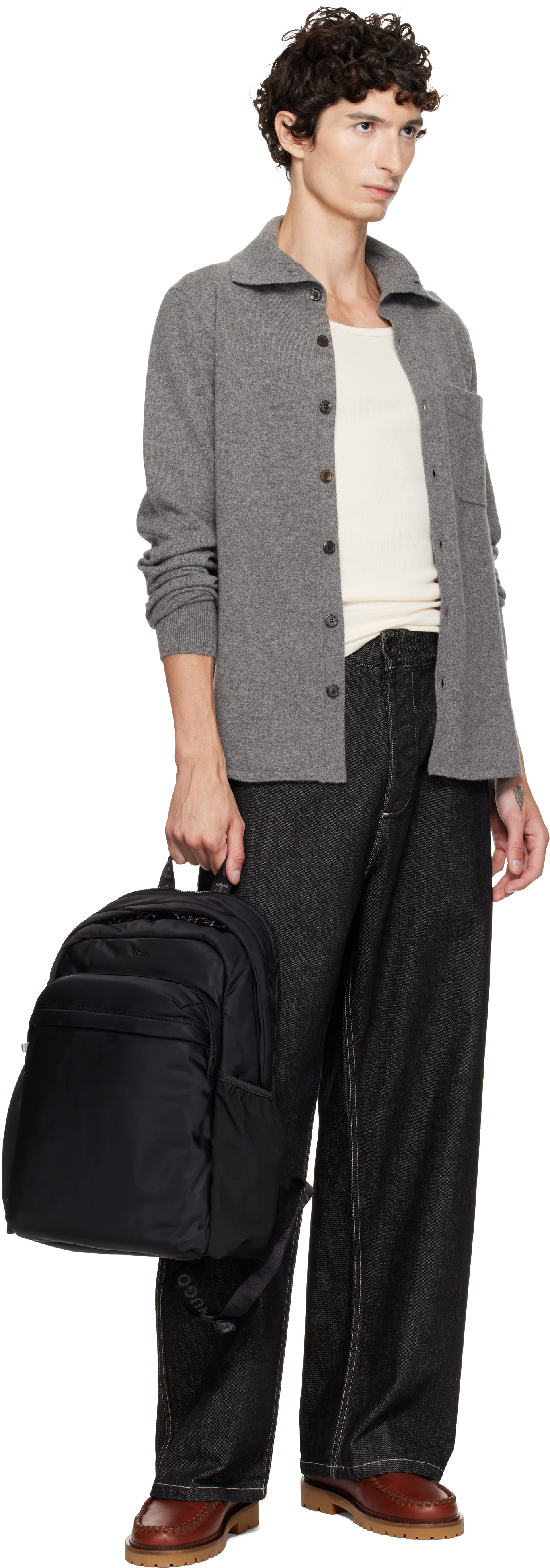 Hugo - Black Satin Backpack