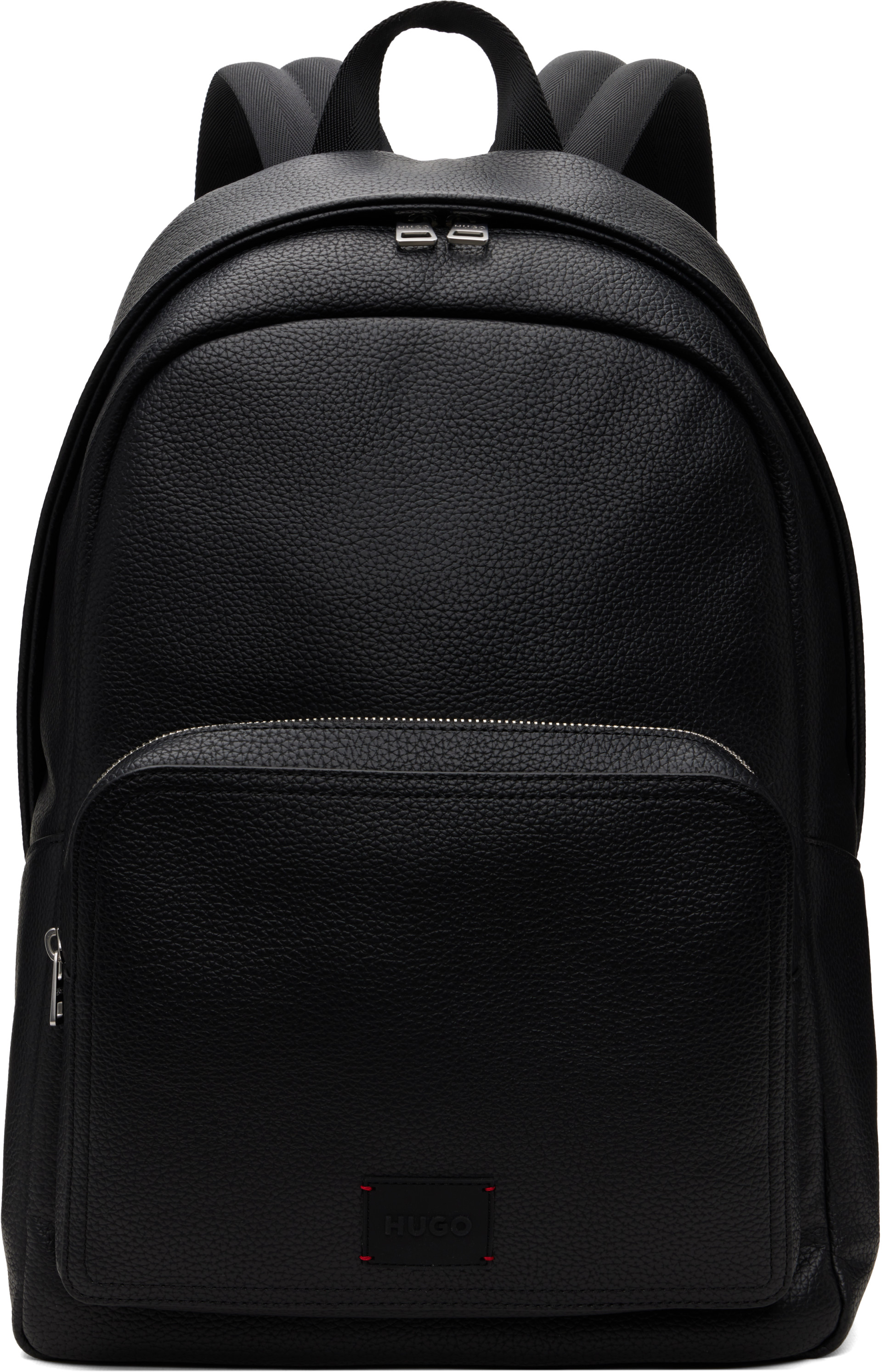 Hugo - Black Faux-Leather Debossed Logo Patch Backpack