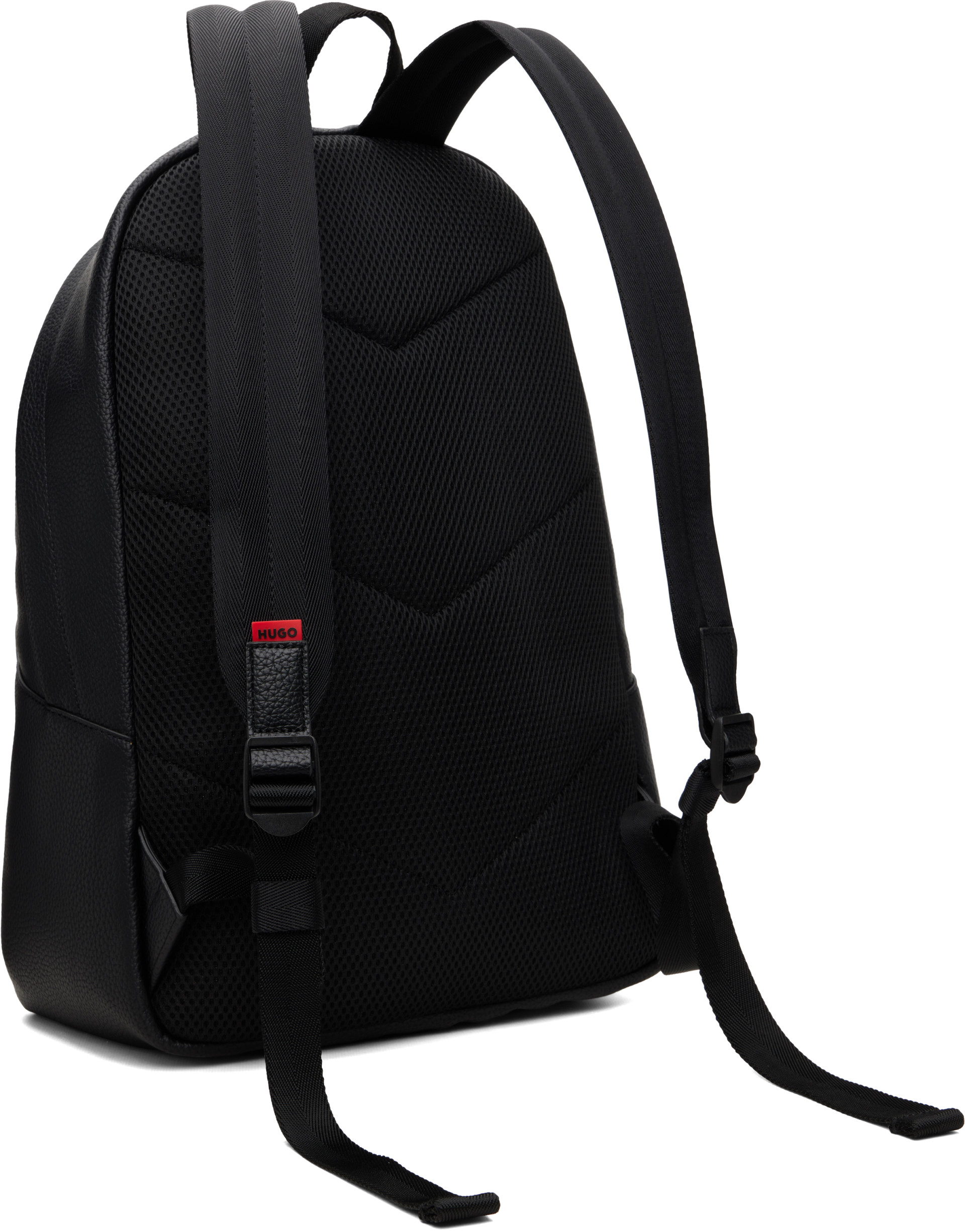 Hugo - Black Faux-Leather Debossed Logo Patch Backpack