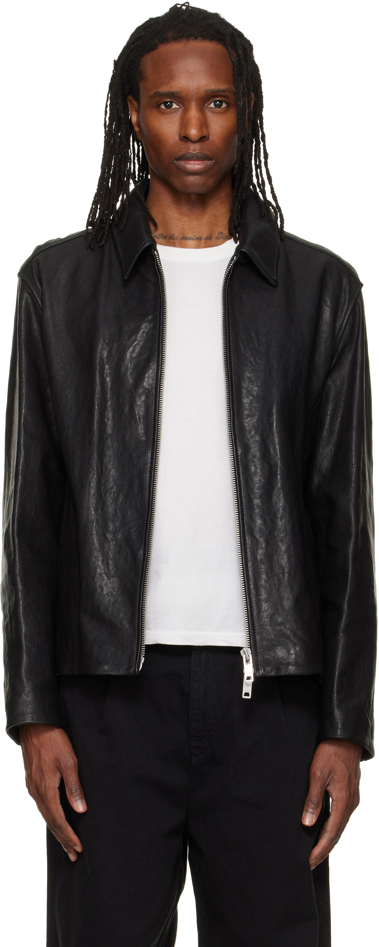 Hugo: Black Regular-Fit Nappa Leather Jacket | SSENSE