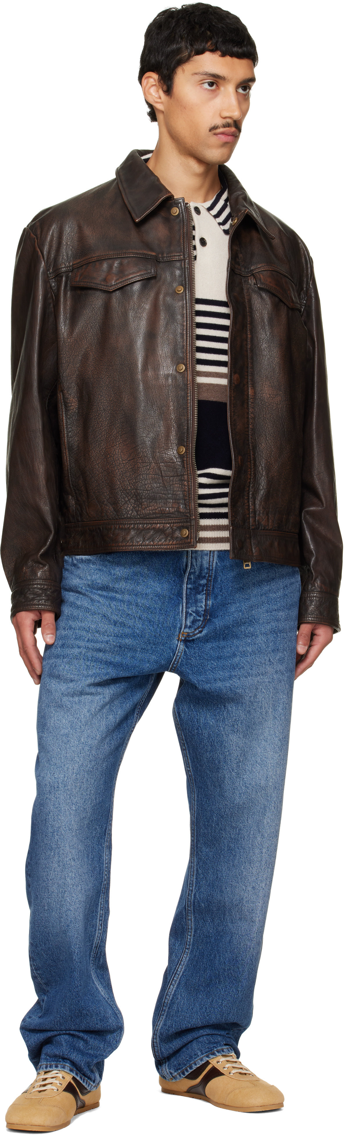 Hugo - Brown Regular-Fit Leather Jacket
