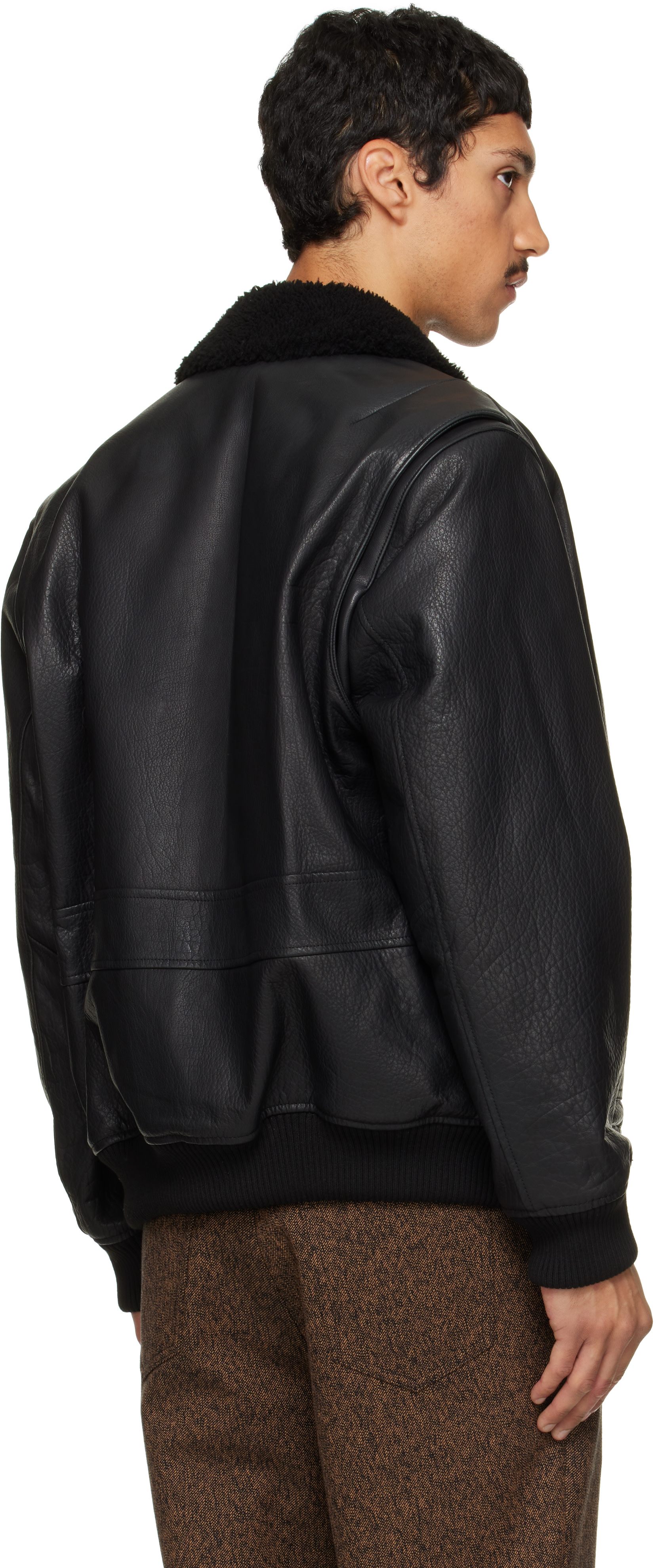 Hugo - Black Leather Aviator Jacket