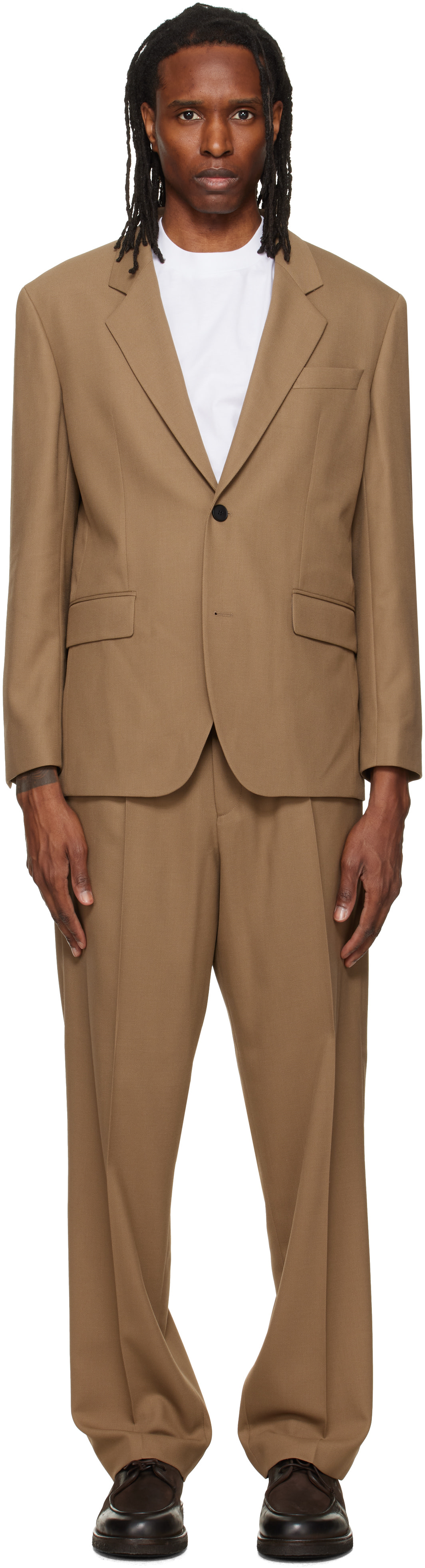 Hugo: ベージュ Two-Piece Modern-Fit ストレッチツイル スーツ