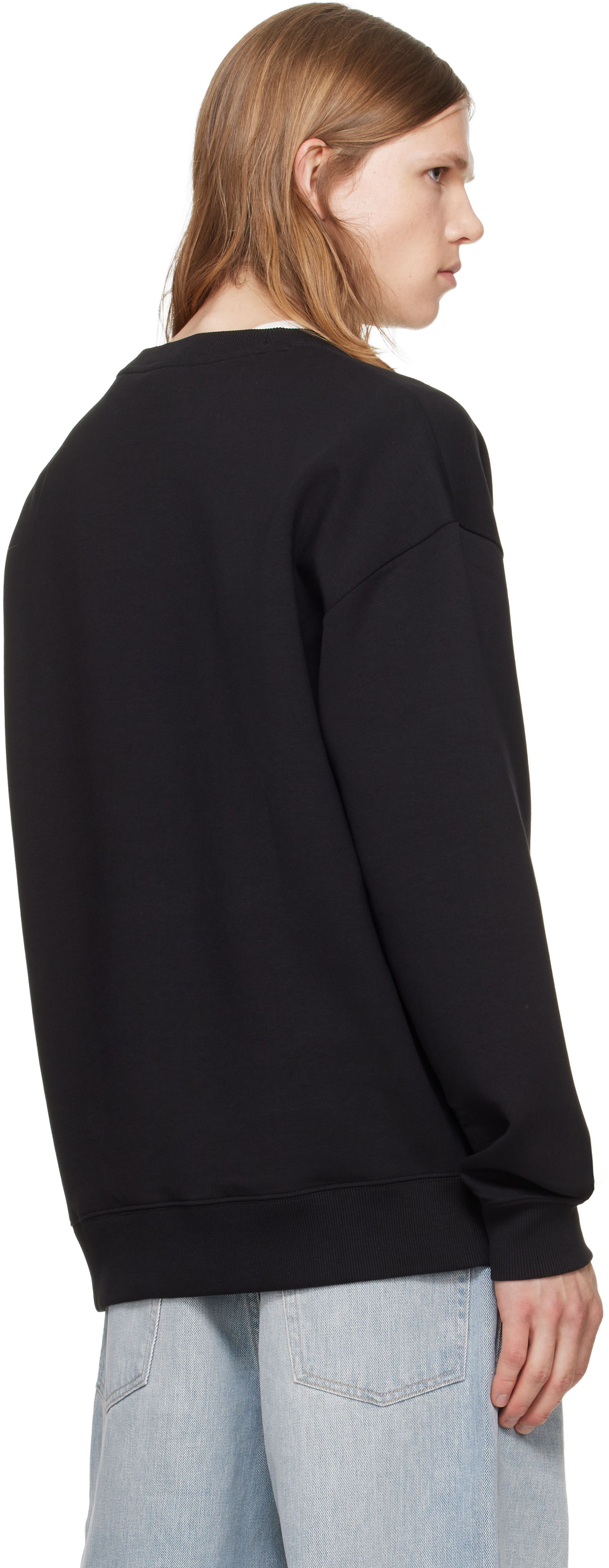 Hugo - Black Stacked-Logo Badge Cotton-Blend Sweatshirt