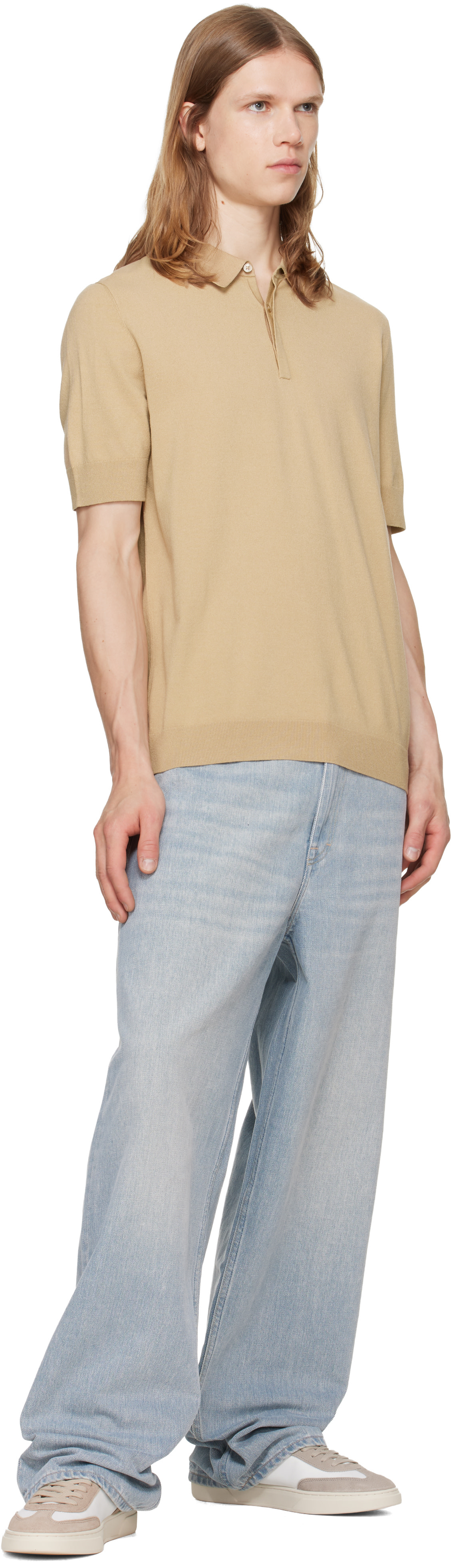 Hugo: ベージュ Covered-Placket ニットポロシャツ | SSENSE 日本