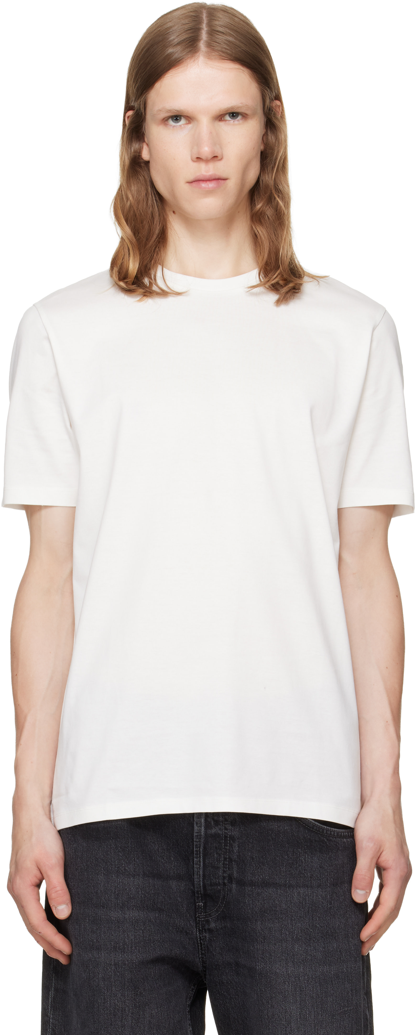Hugo - Off-White Mercerised Cotton Slim-Fit T-shirt