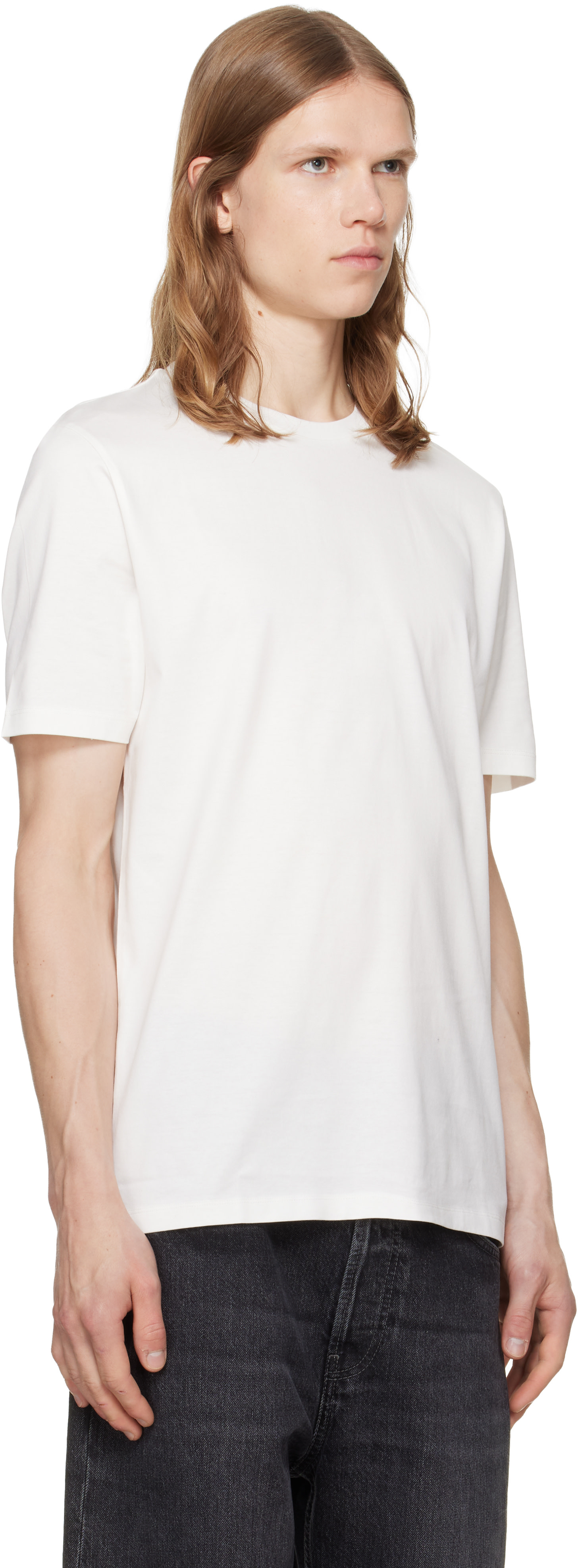 Hugo - Off-White Mercerised Cotton Slim-Fit T-shirt