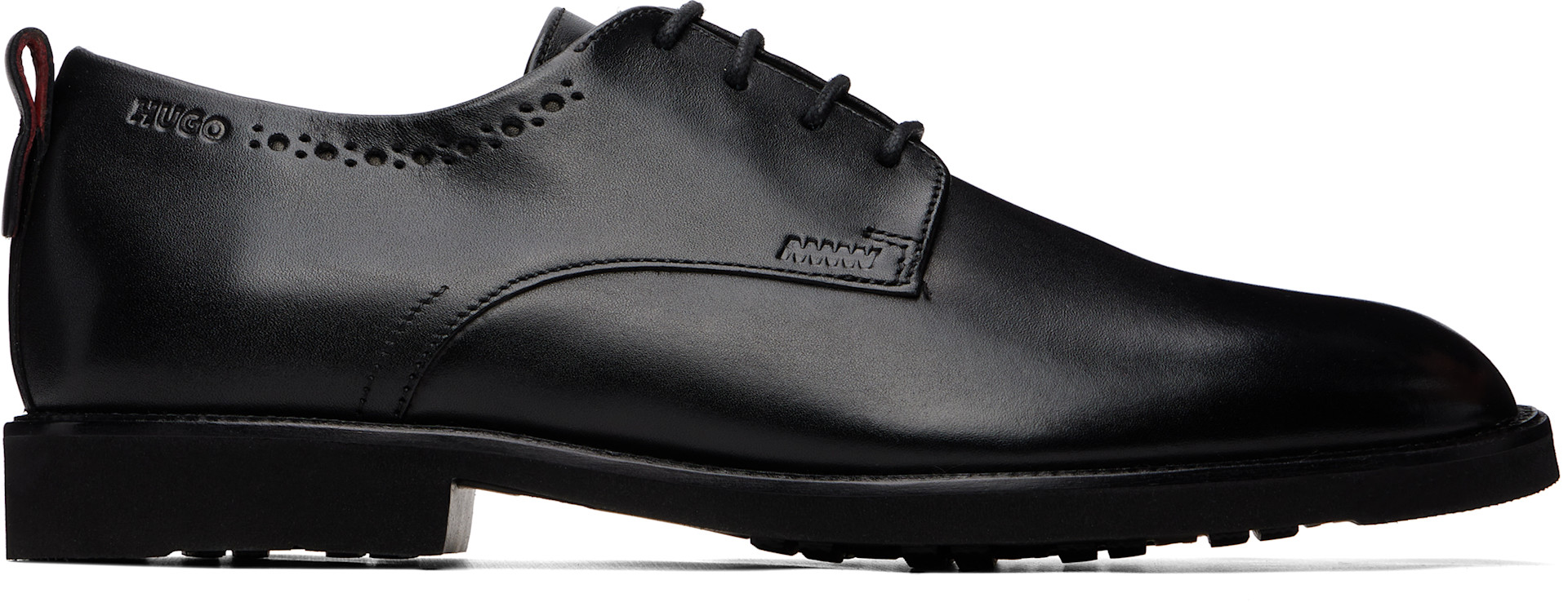 Hugo: ブラック Brogue Details レザー ダービー | SSENSE 日本