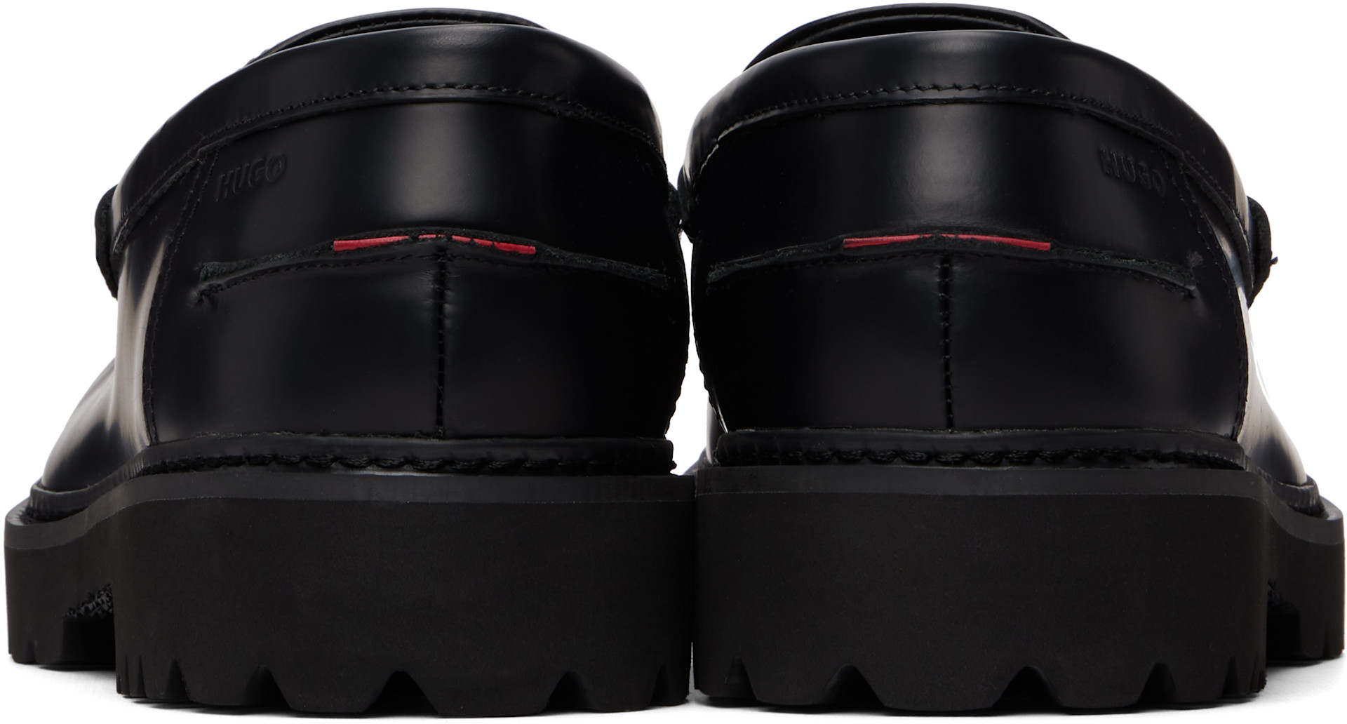 Hugo - Black Embossed-Logo Loafers