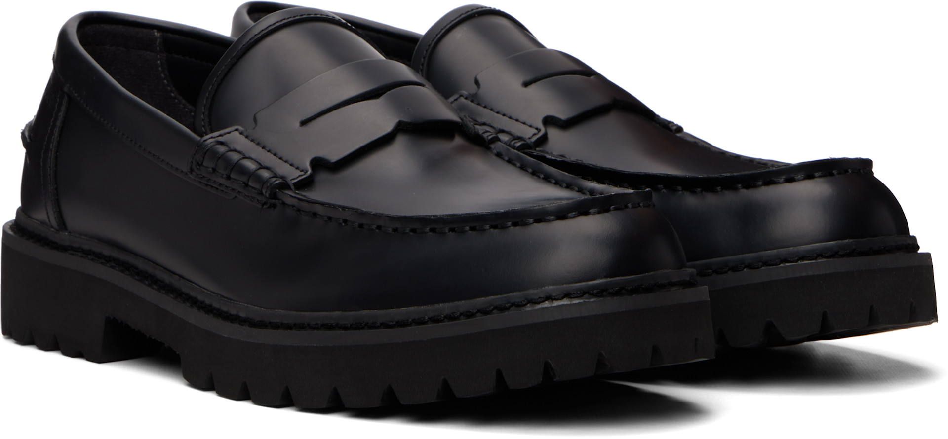 Hugo - Black Embossed-Logo Loafers