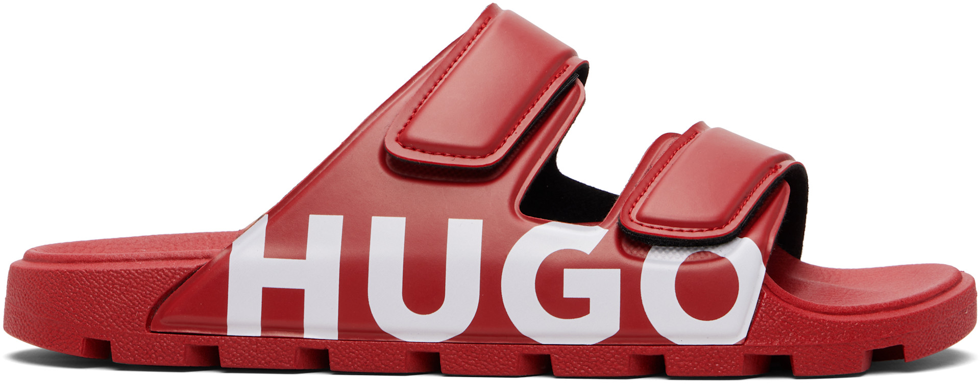 Hugo - 레드 더블 터치 스트랩 로고 샌들