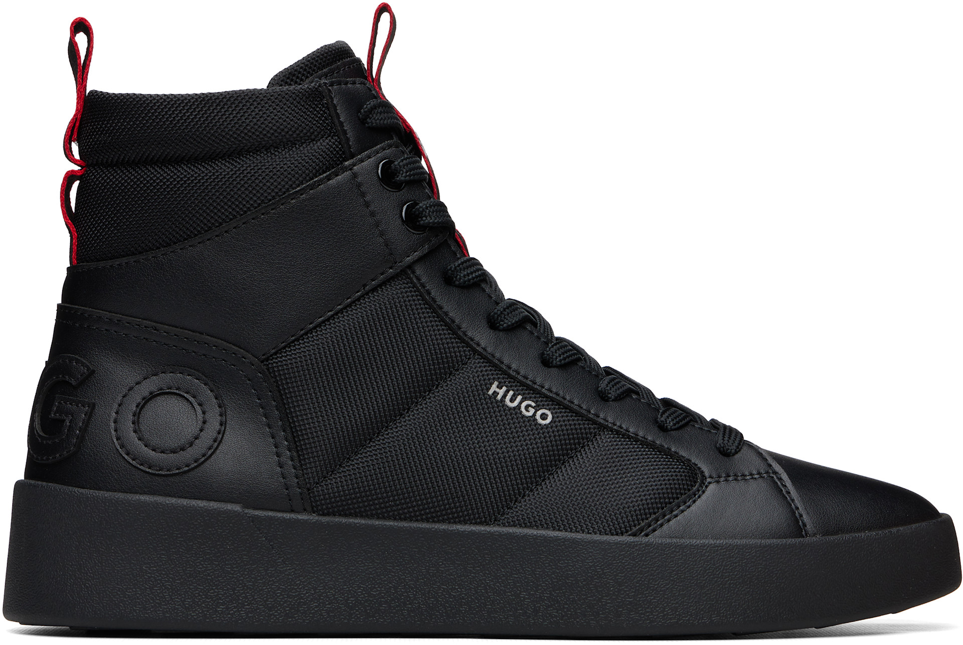 Hugo: Black Canvas & Faux-Leather Sneakers | SSENSE