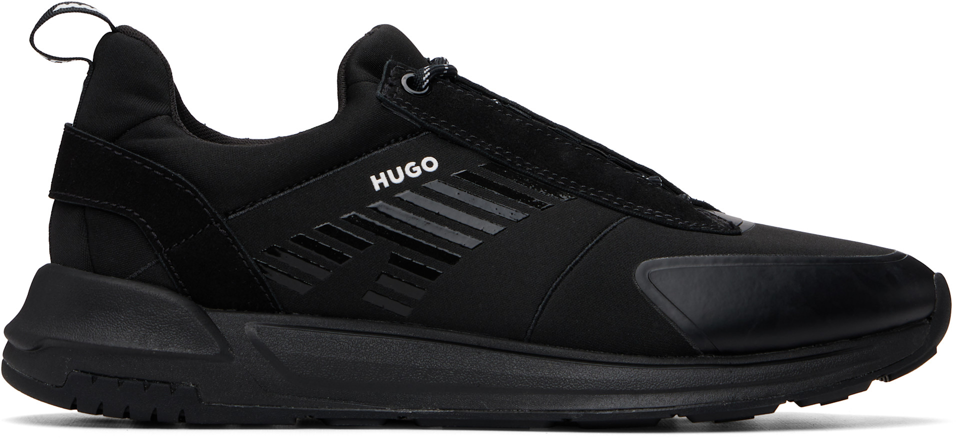 Hugo - Black Printed-Logo Sneakers