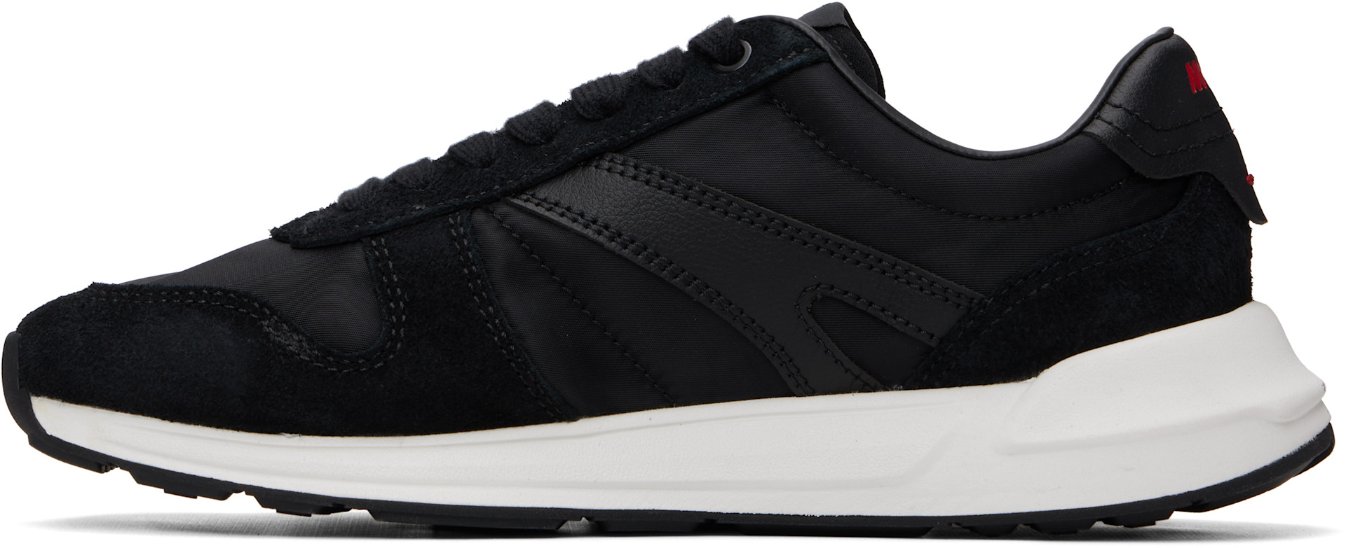 Hugo - Black Logo Detail Suede-Trim Sneakers